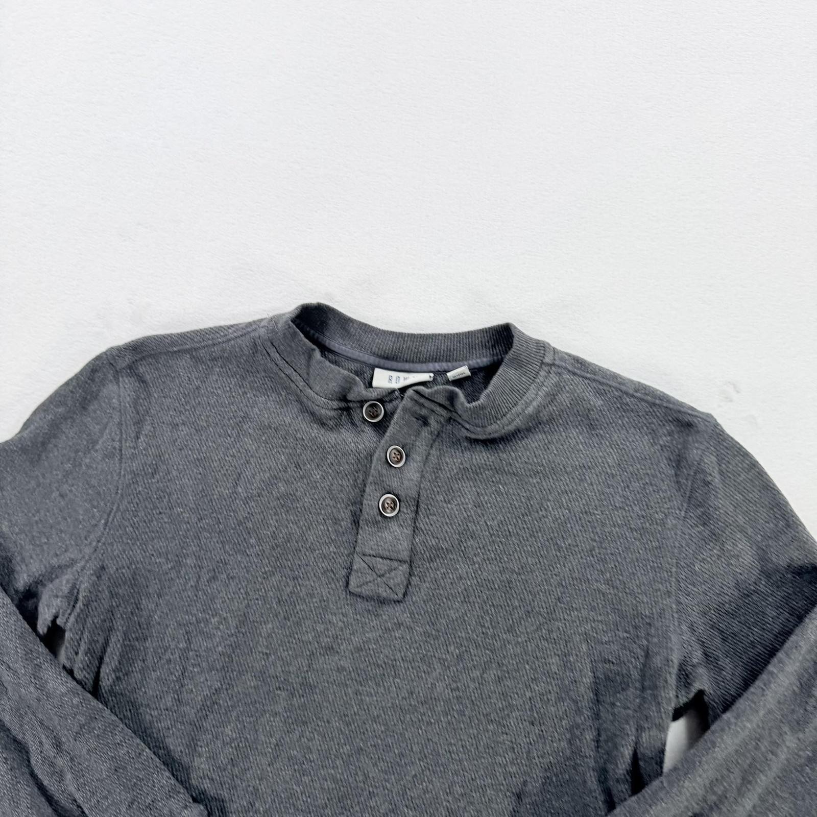 ROWM Shirt Mens Small Gray Thermal Henley Long Sleeve Waffle Knit Cotton