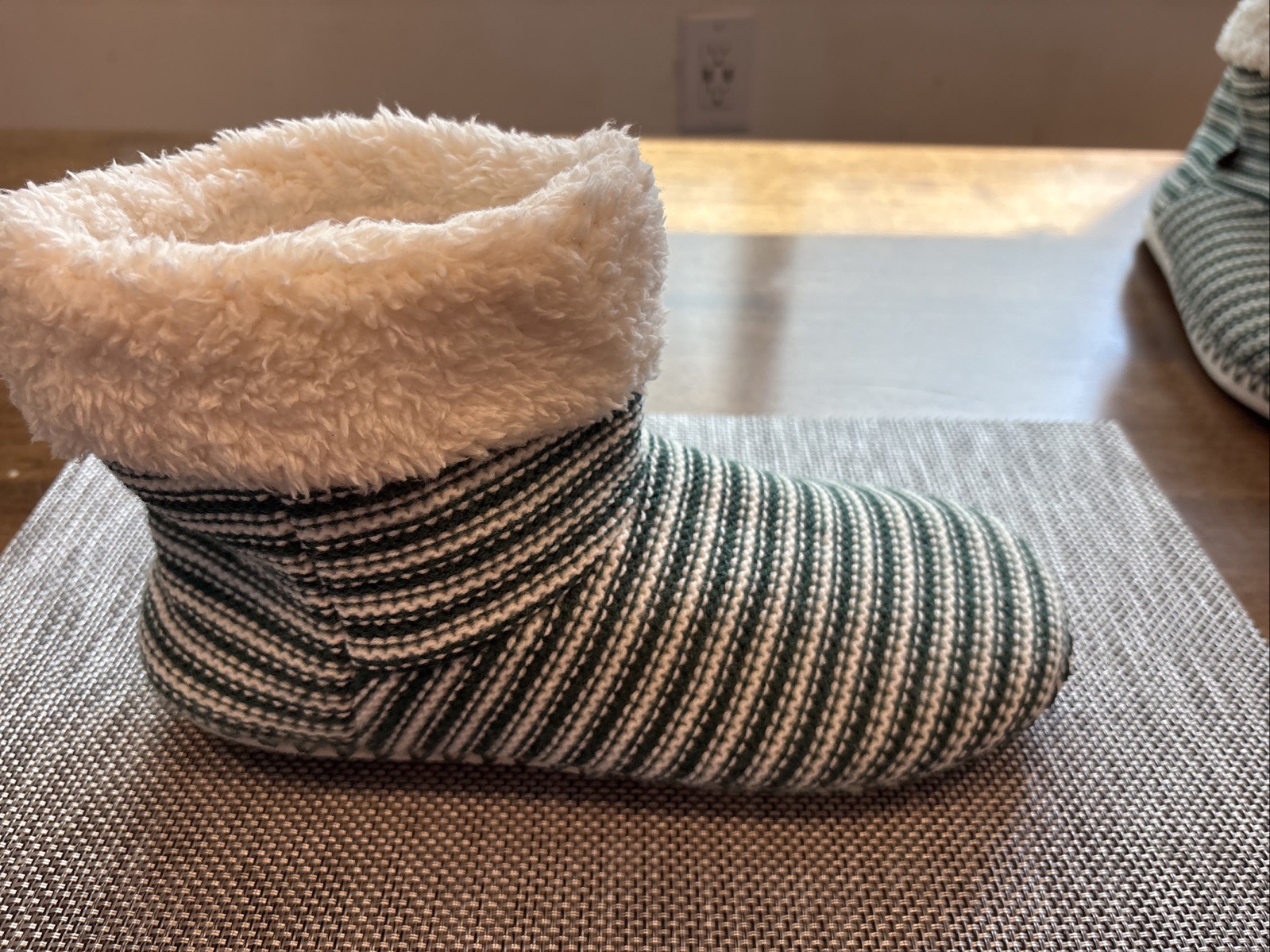 Cuddl Duds Luxe Sherpa Turn-Cuff Bootie Slipper Green