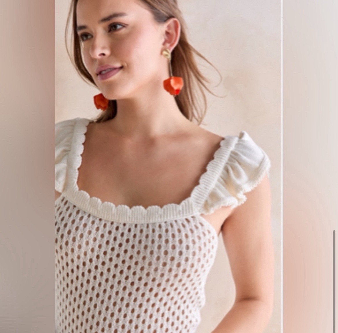 Francesca’s NWT Bess Ruffle Strap Crochet Midi Dress – Size Large