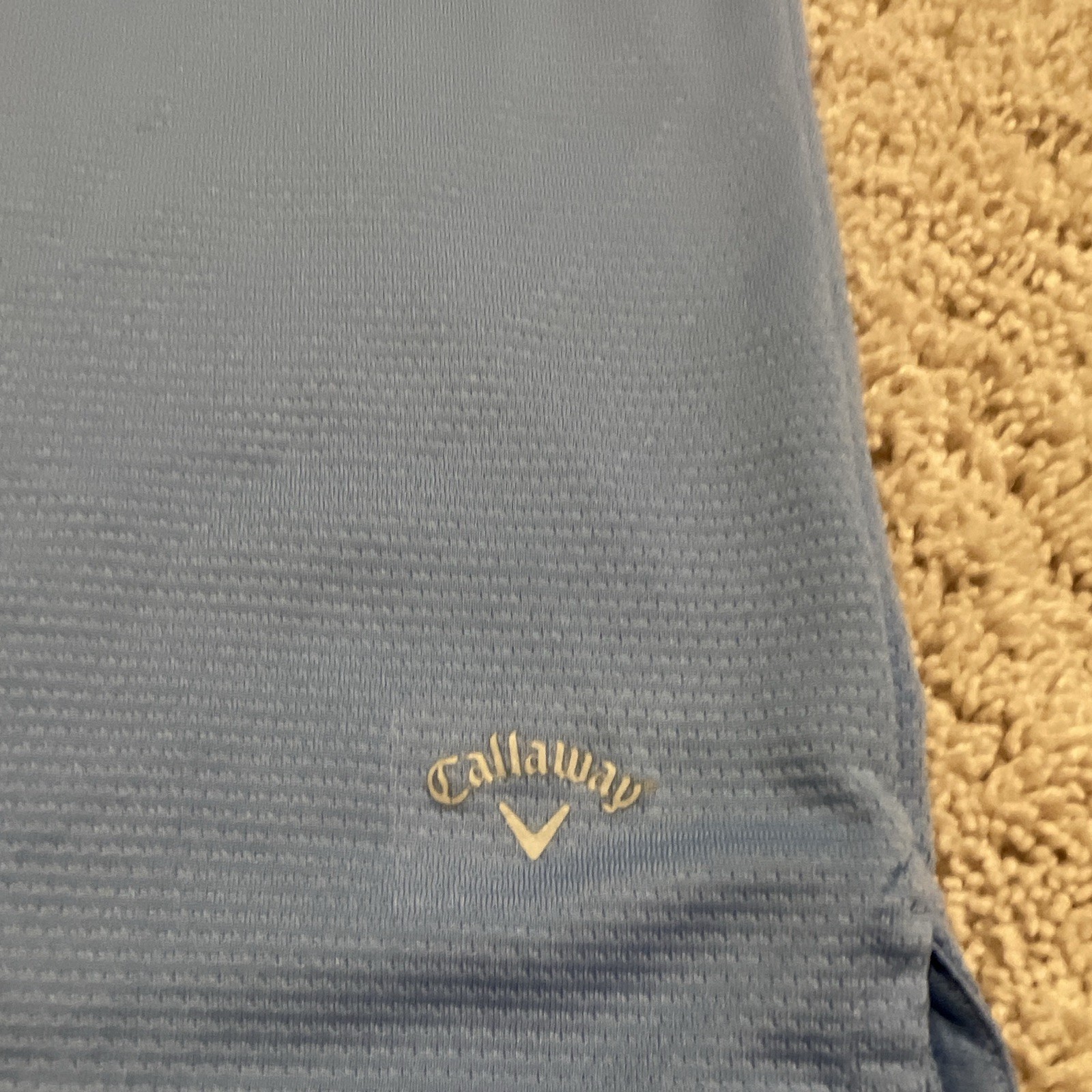 Callaway Men’s M Polo Blue Solid Short Sleeve Collared Logo Button Knit