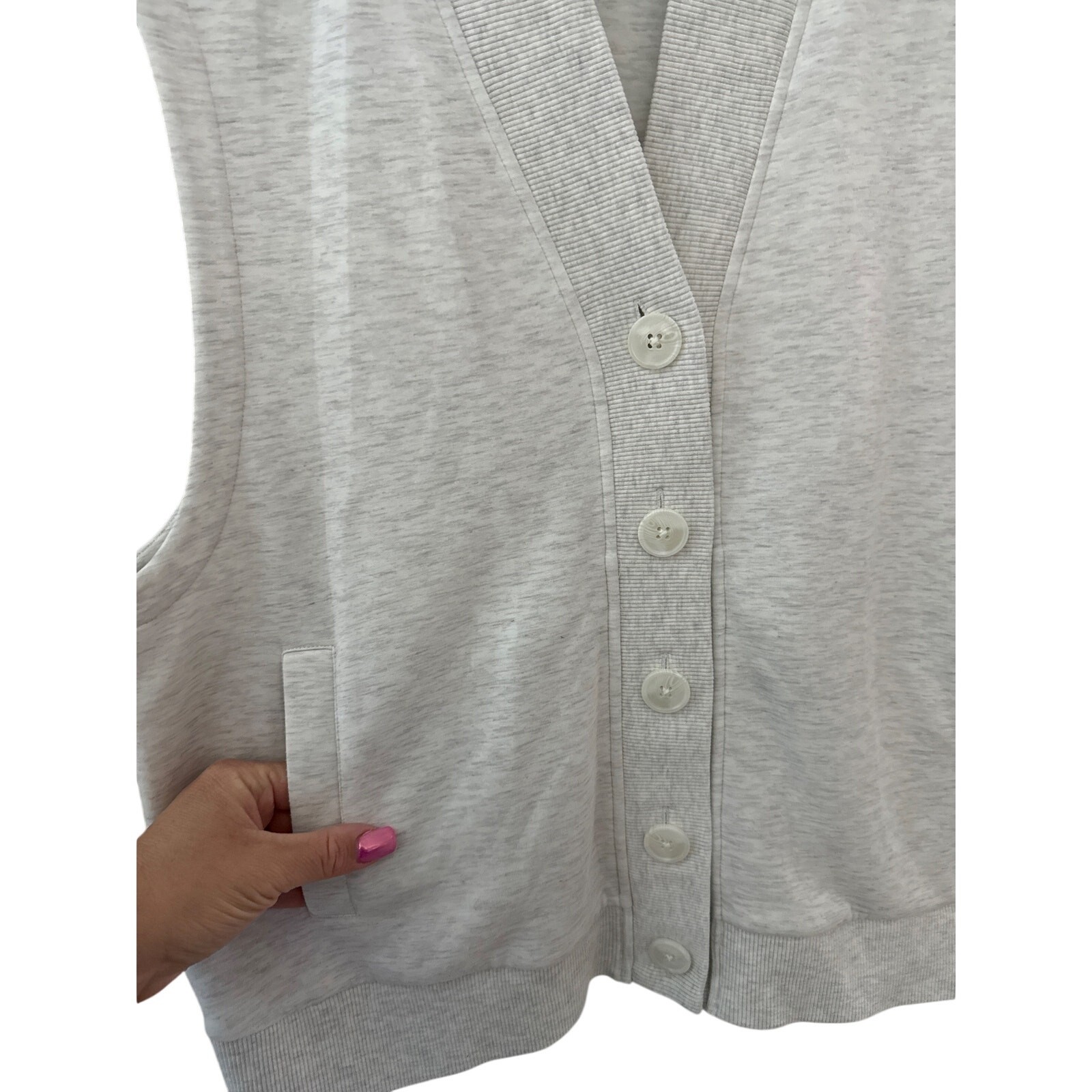 Varley Doublesoft Vicky Button Gilet Ivory/Marl Size XL