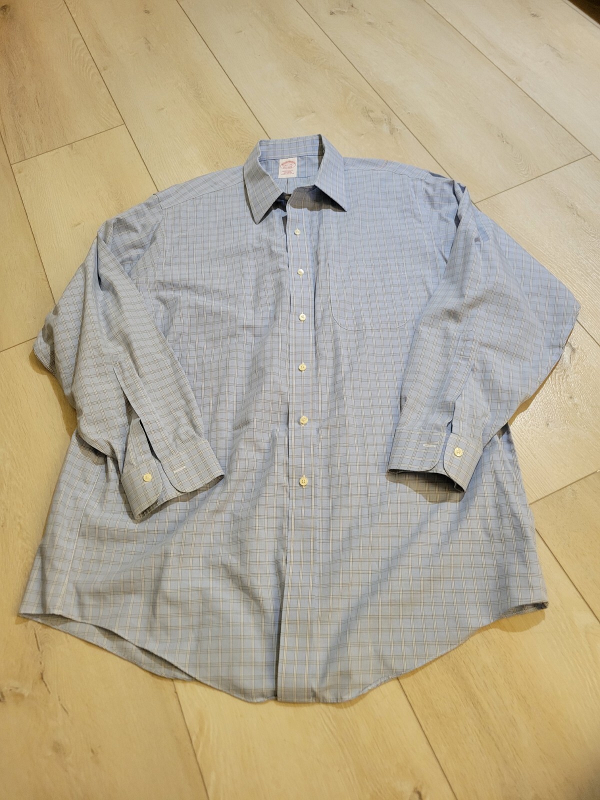 Brooks Brothers 1818 traditional fit Dress Shirt Plaid non iron mens 16.5 – 33