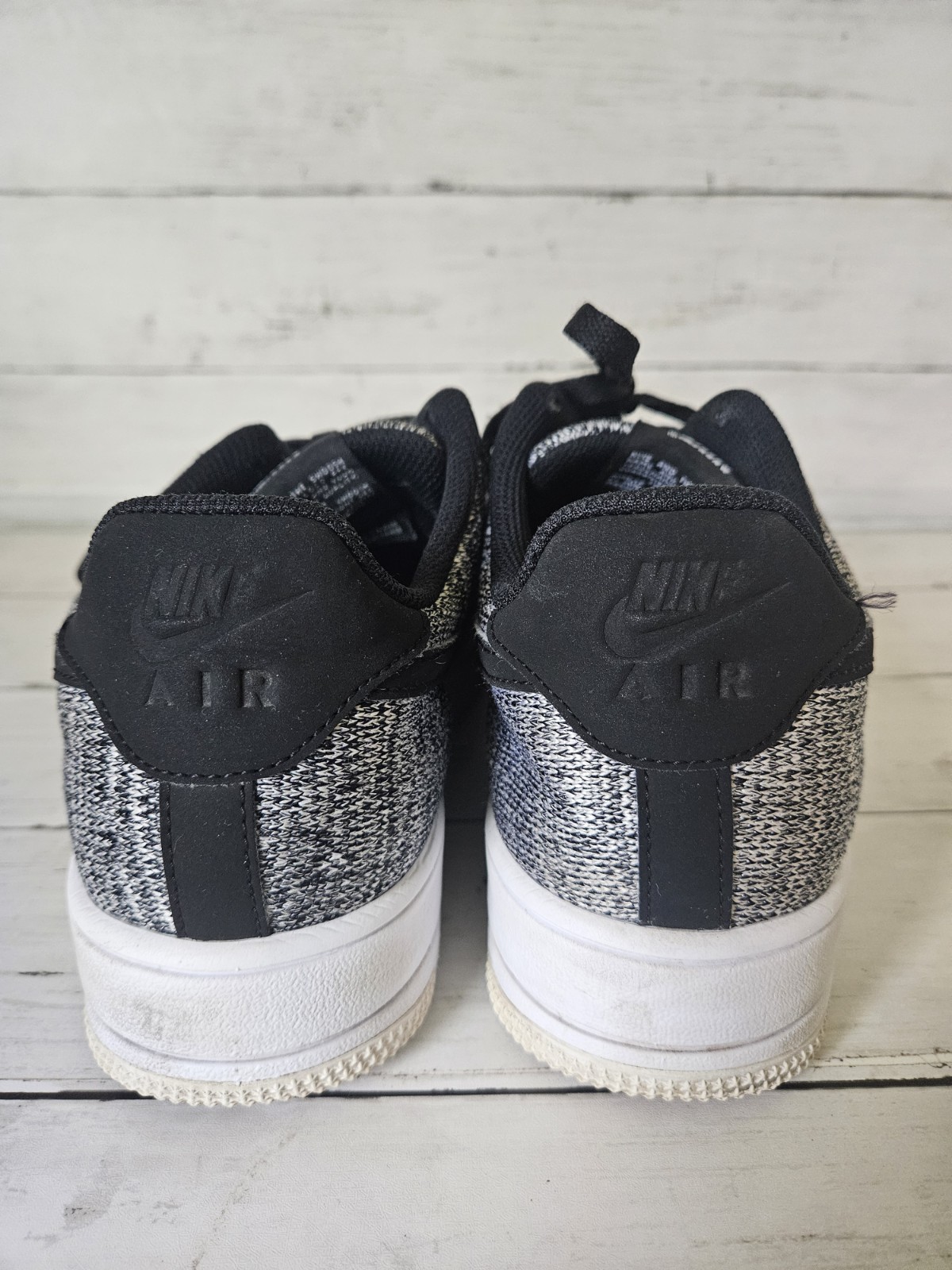 Nike Air Force 1 Flyknit 2.0 Shoes (Black/Black/White/Pure Platinum) Men 9