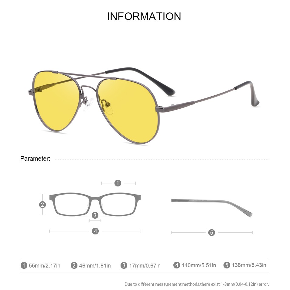 Pilot Polarized Yellow Night Vision Reading Glasses Anti-Glare Protection Reader