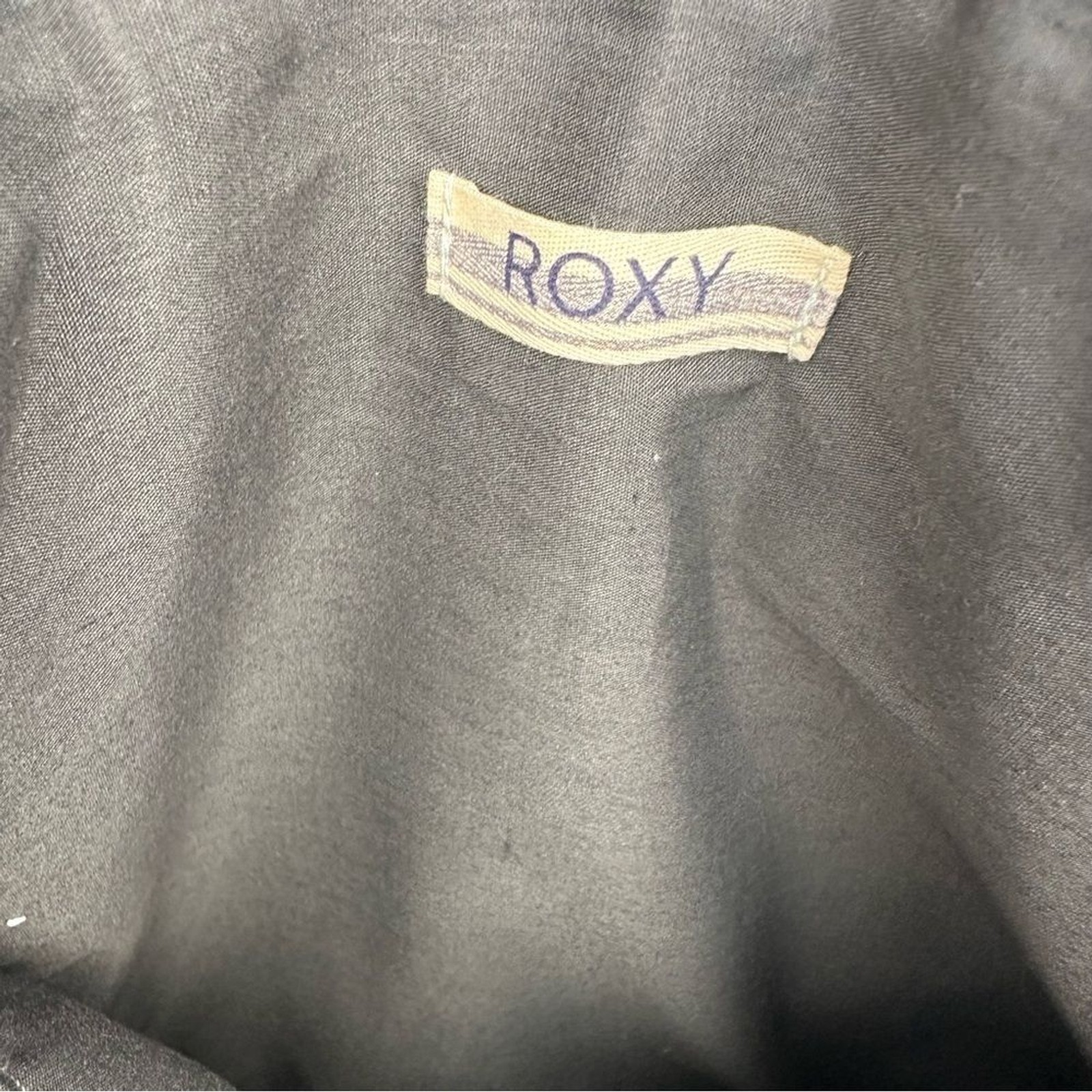 ROXY Large Tote Bag Grey Faux Leather Top Zipper Casual Travel Beach School