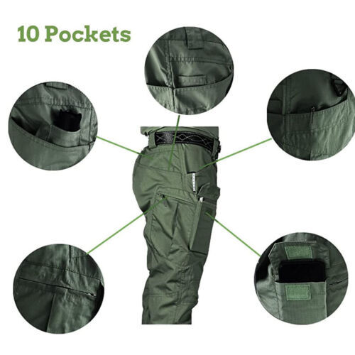 Tactical Cargo Pants Mens Work Pants Combat Outdoor Waterproof Hiking Trousers