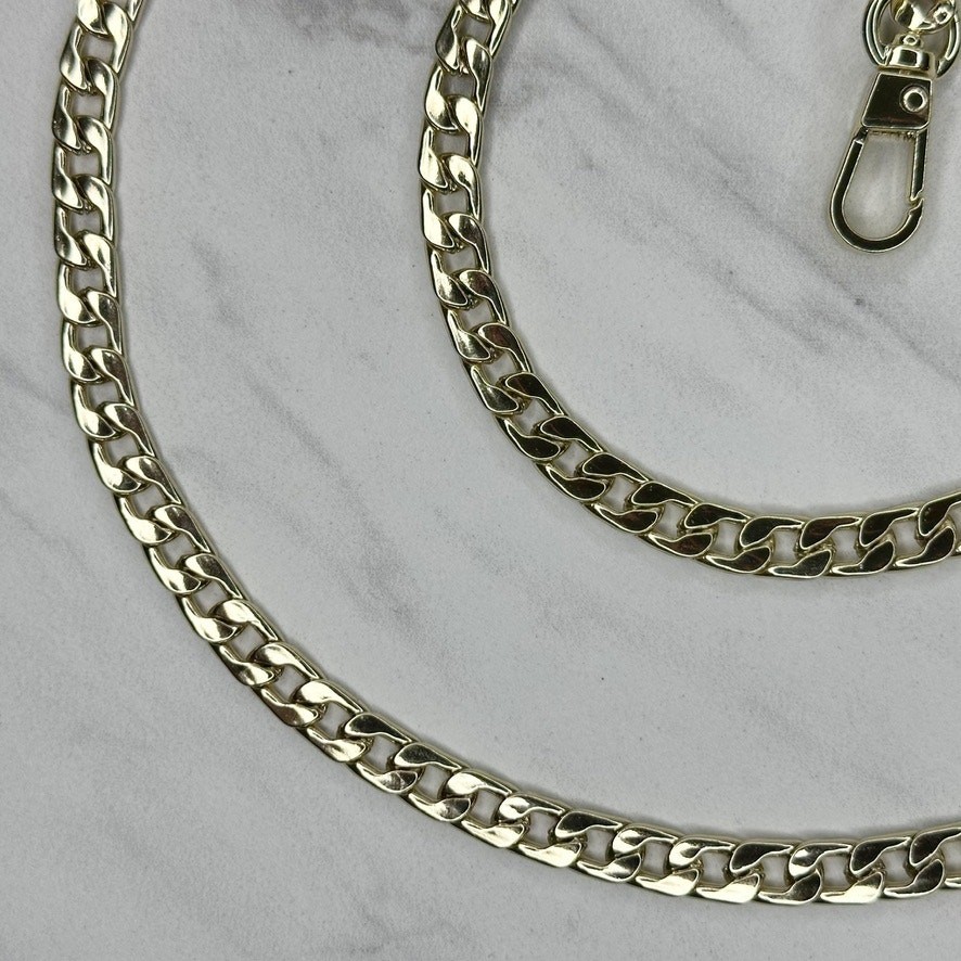 Gold Tone Flat Curb Chain Link Purse Handbag Replacement Strap 45in