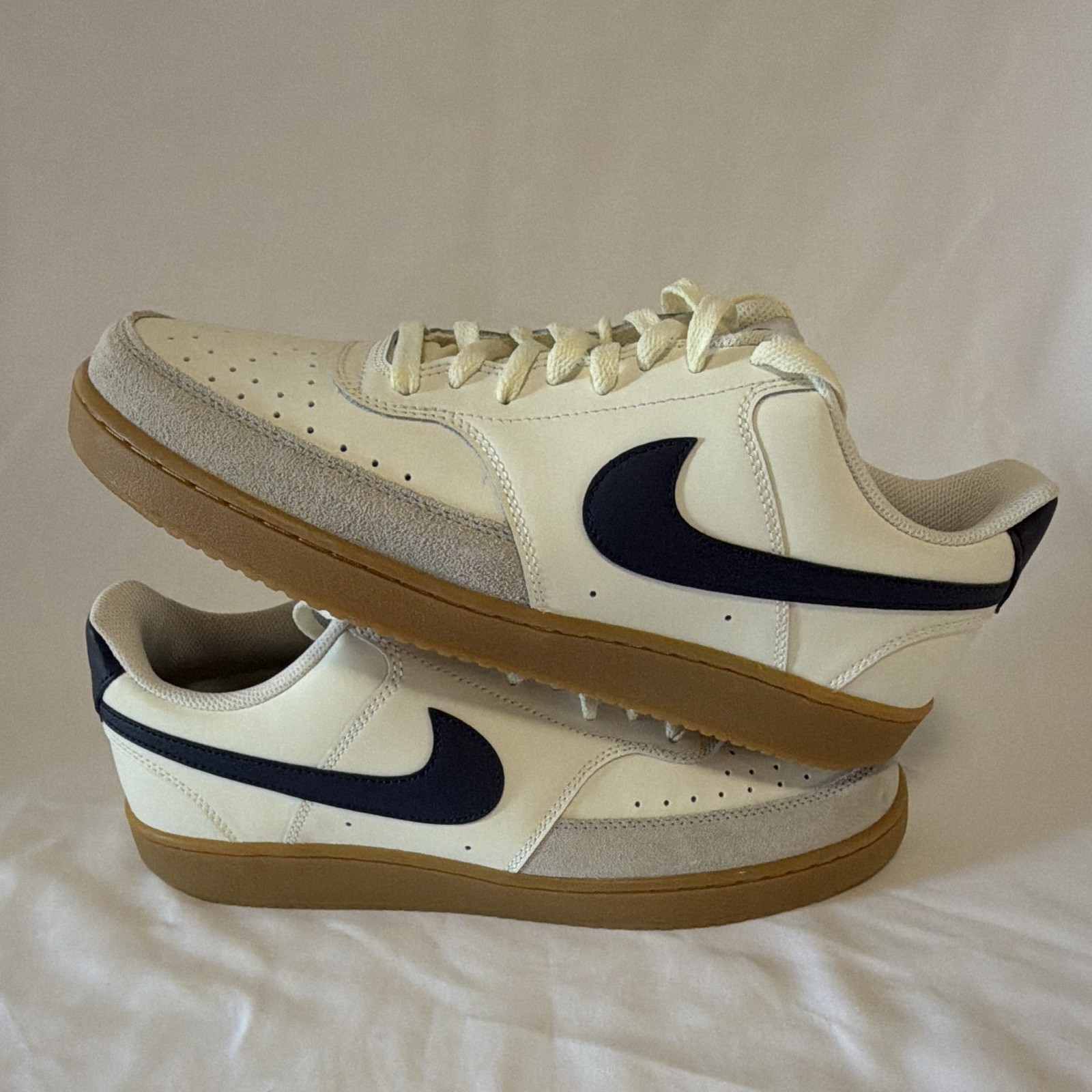Nike Court Vision Low Top Leather Sail/Navy Gum Sneakers HF1068-133