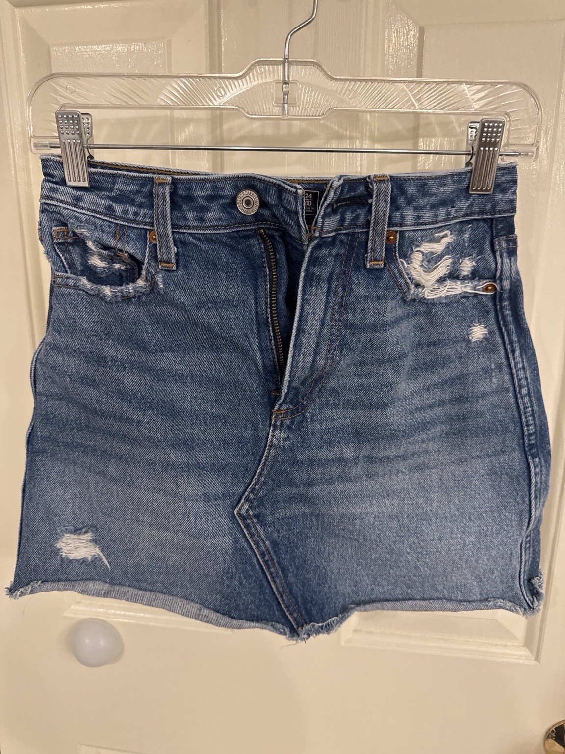 Abercrombie & Fitch Women’s Denim Shorts Size 24 (00) Distressed Blue Cut Off