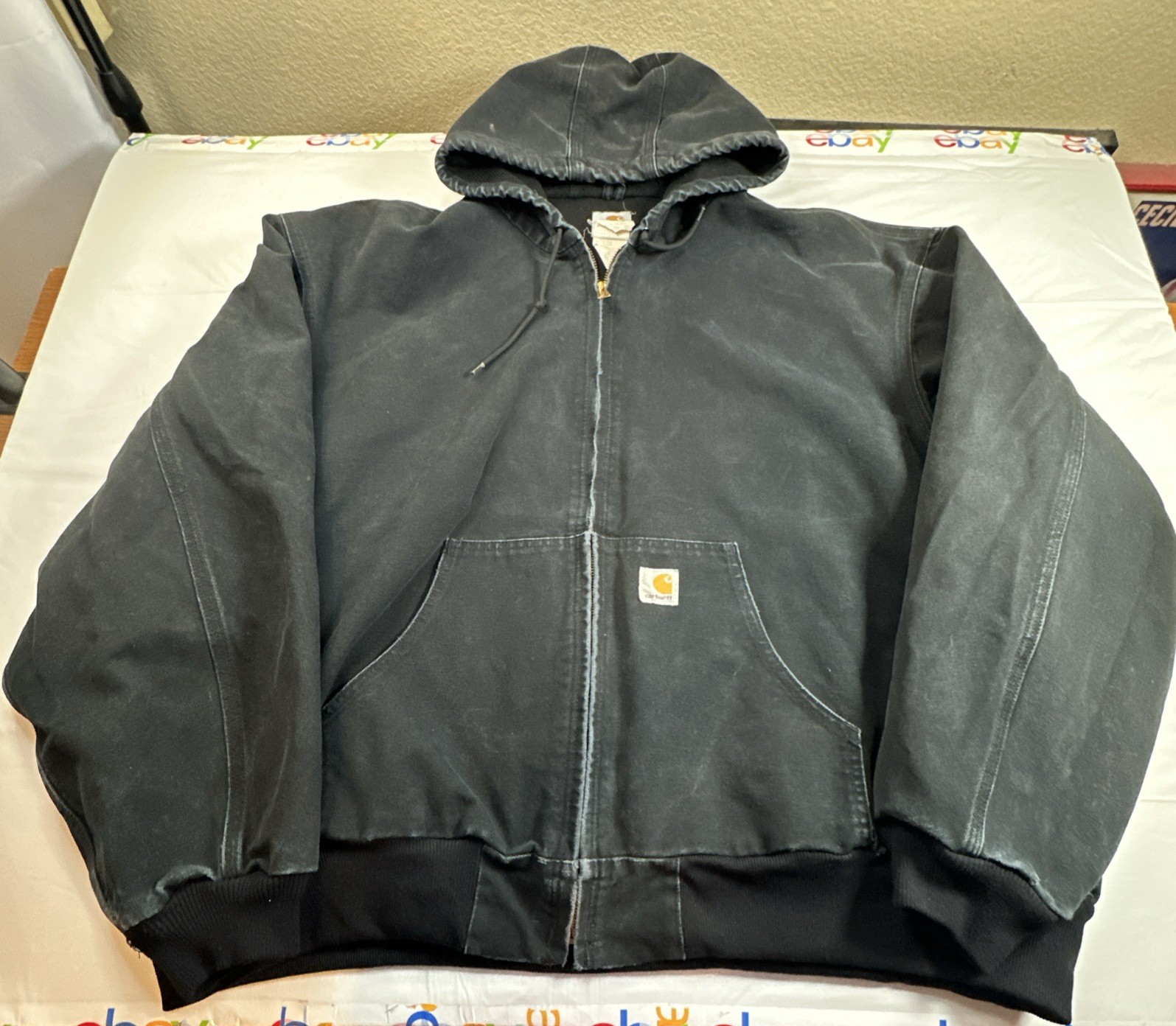 Vintage Carhartt Thermal-Lined Hooded Jacket J131 BLK BlacK 5XL Reg #6511
