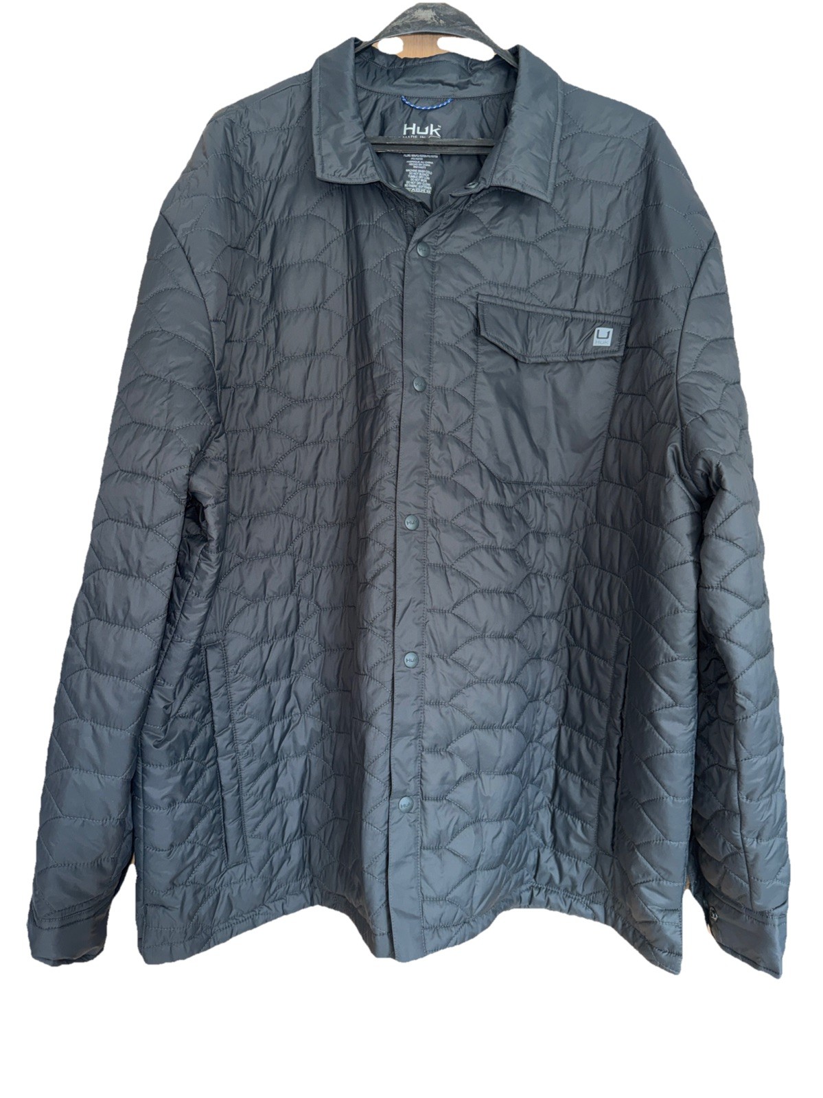 Huk Tarpon Quilt Shacket Jacket, Volcanic Ash (dark green/gray) MEN’s 3XL New
