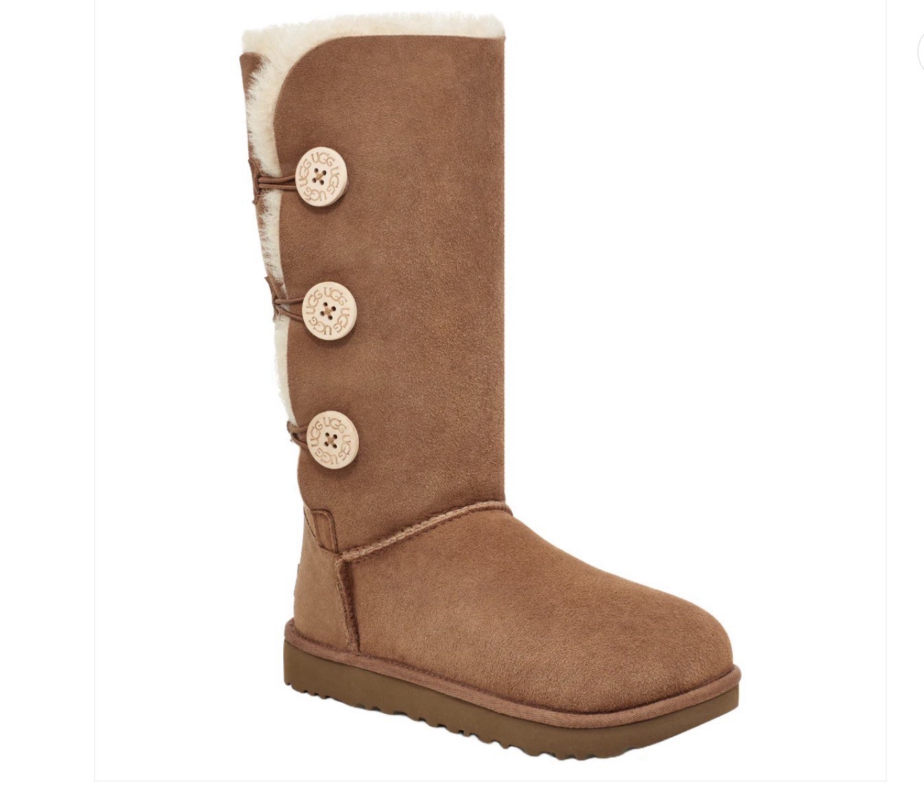 UGG Australia Bailey Button Triplet Brown Knee High Suede Sheepskin Women 4