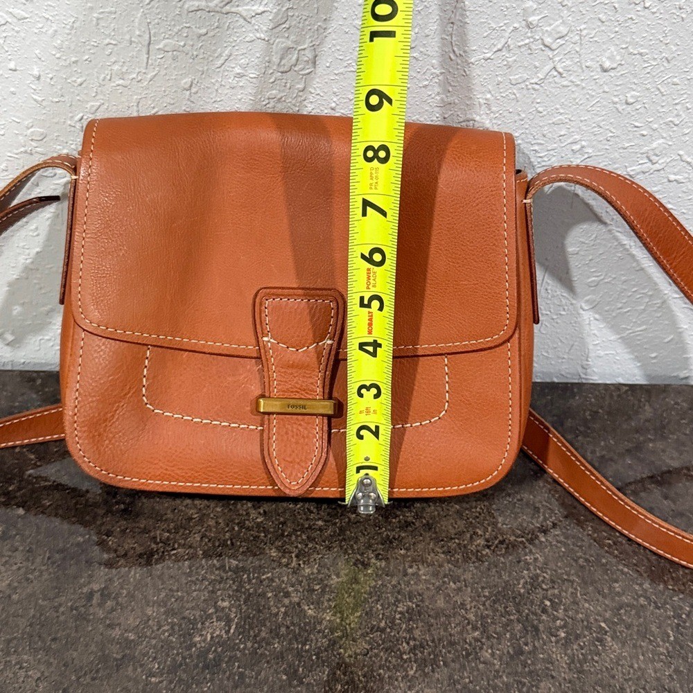 Fossil Tremont Leather Small Flap Crossbody Bag Cognac
