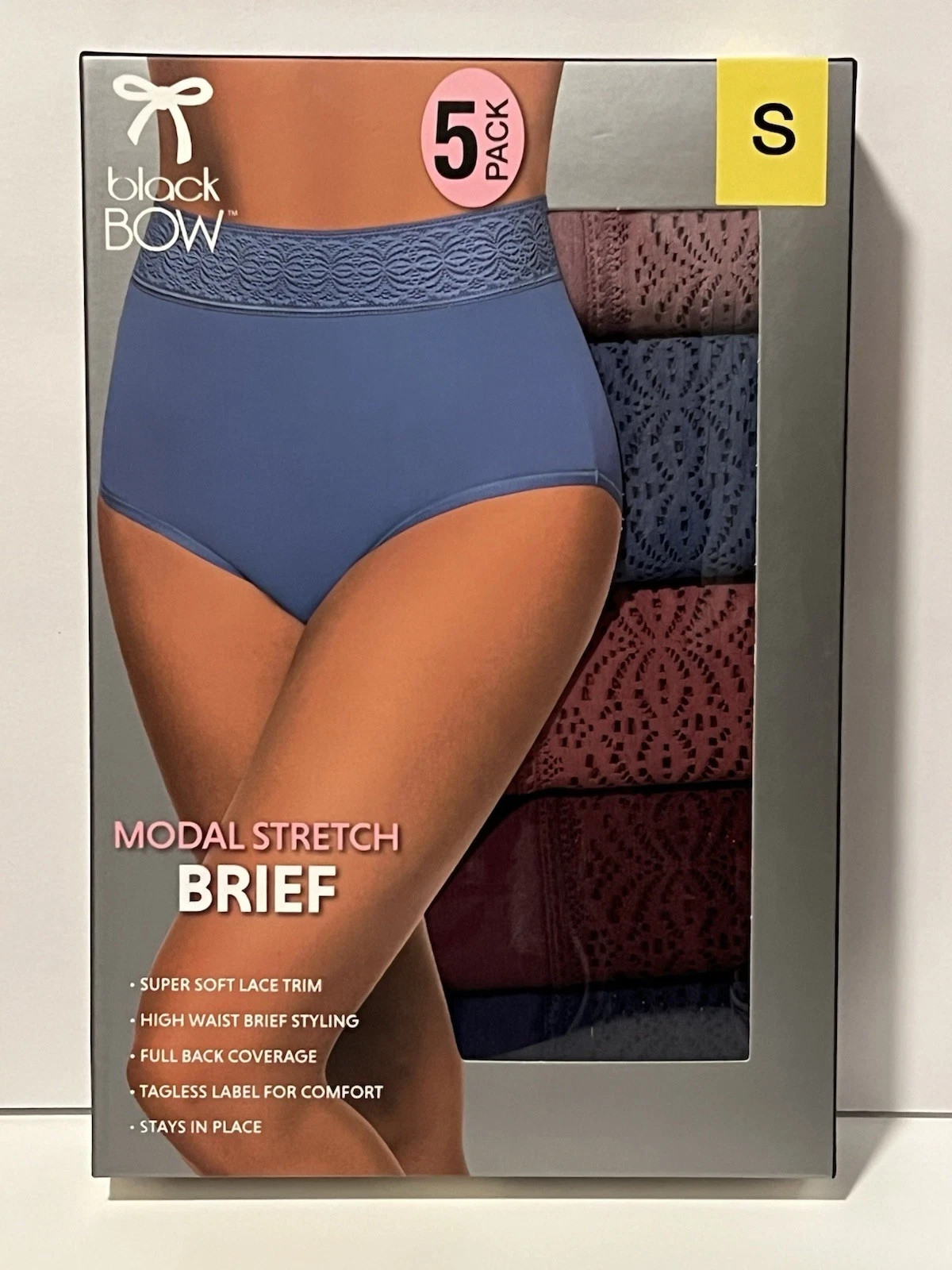 NEW Black Bow Women’s 5 Pack High Waist Modal Brief All Sizes!