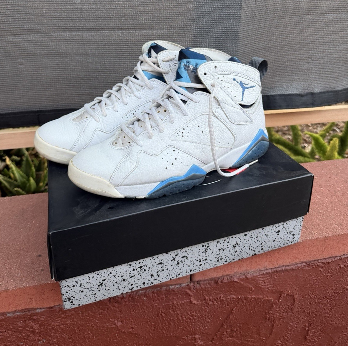 Jordan Air Jordan 7 Men’s White/Blue Leather French blue 2017 Sneakers retro