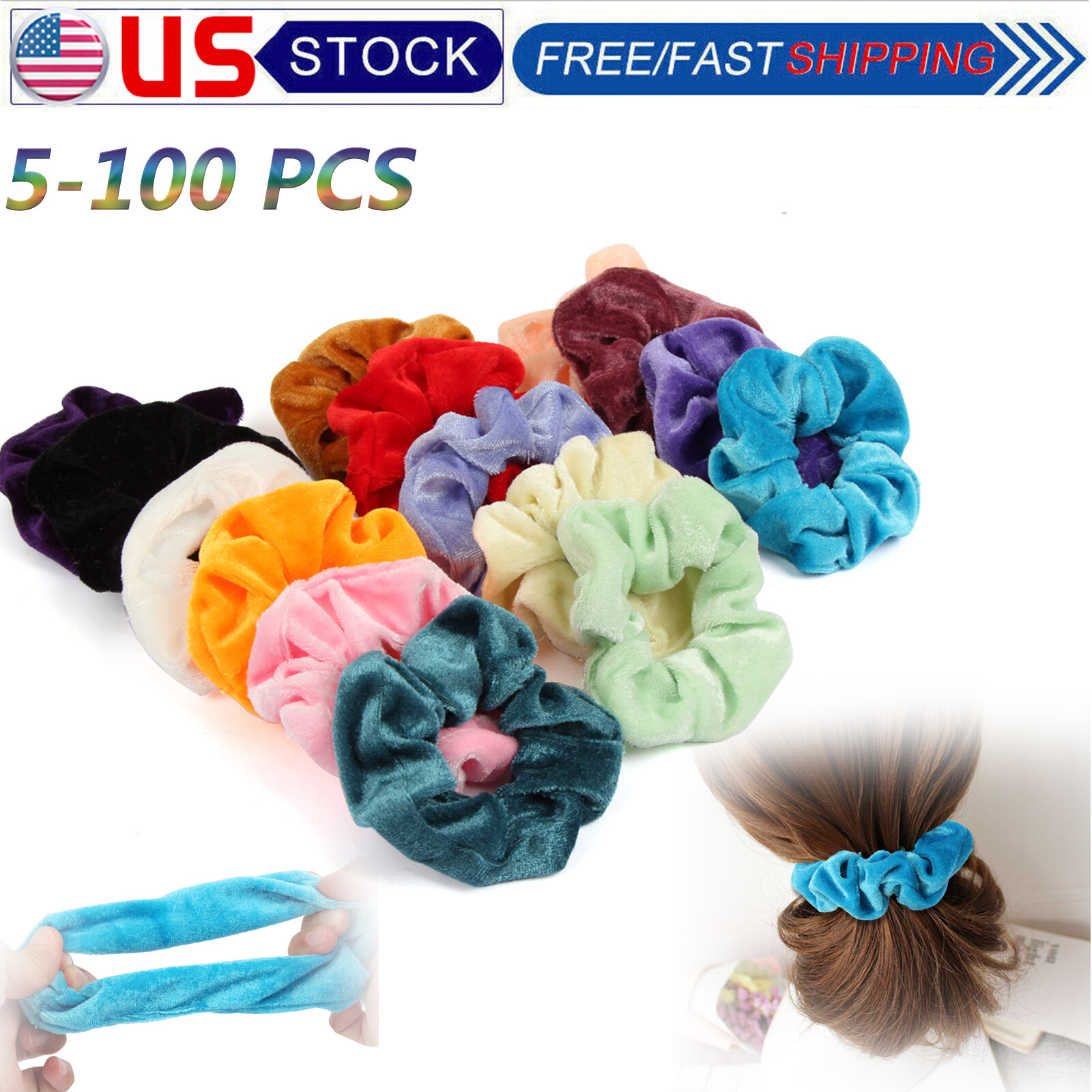 Lot Women Girl Hair Scrunchies Velvet Elastic Hair Bands Scrunchy Rope Ties