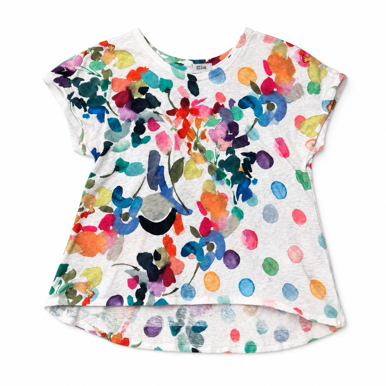 Et’ Lois Women’s Size M/L Multicolor Petals And Polka Dot Knit Top MADE IN USA