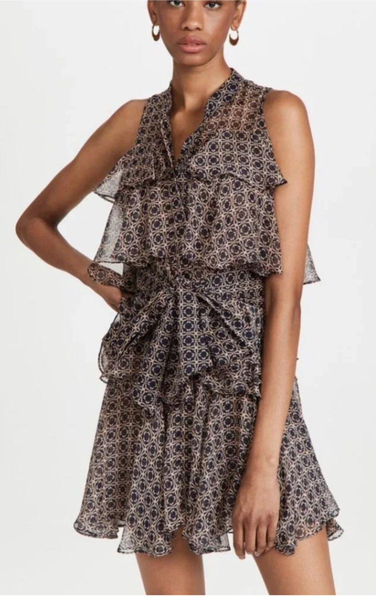MISA $269 Los Angeles Emogene Geo Mini Tiered Dress Size M