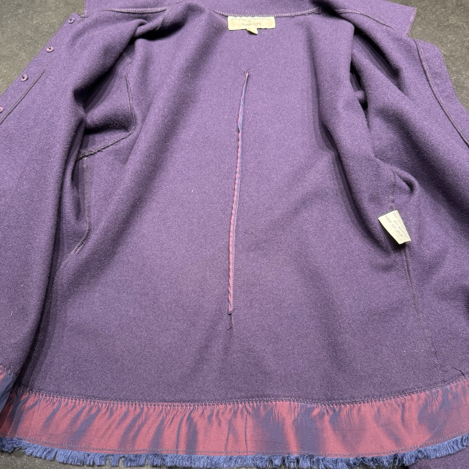 Patsy Seddon For Phase 8 Women’s Purple Wool Jacket 14 Fringe Vtg Abs Gorgeous!