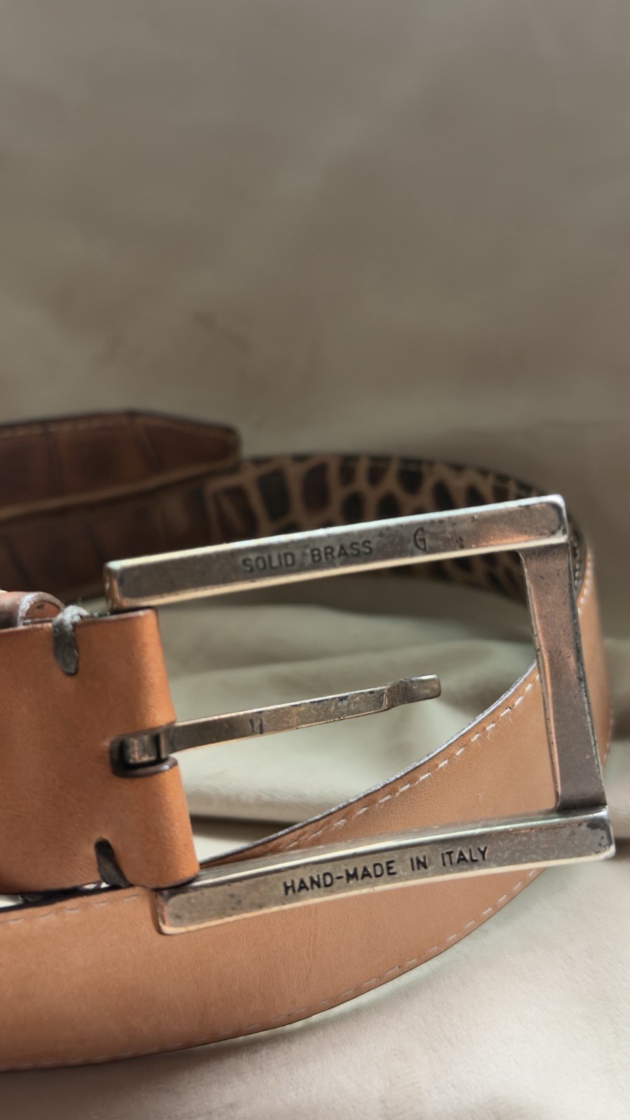 Martin Dingman Alligator Grain Calf Leather Belt 36 Brown USA Brass Buckle