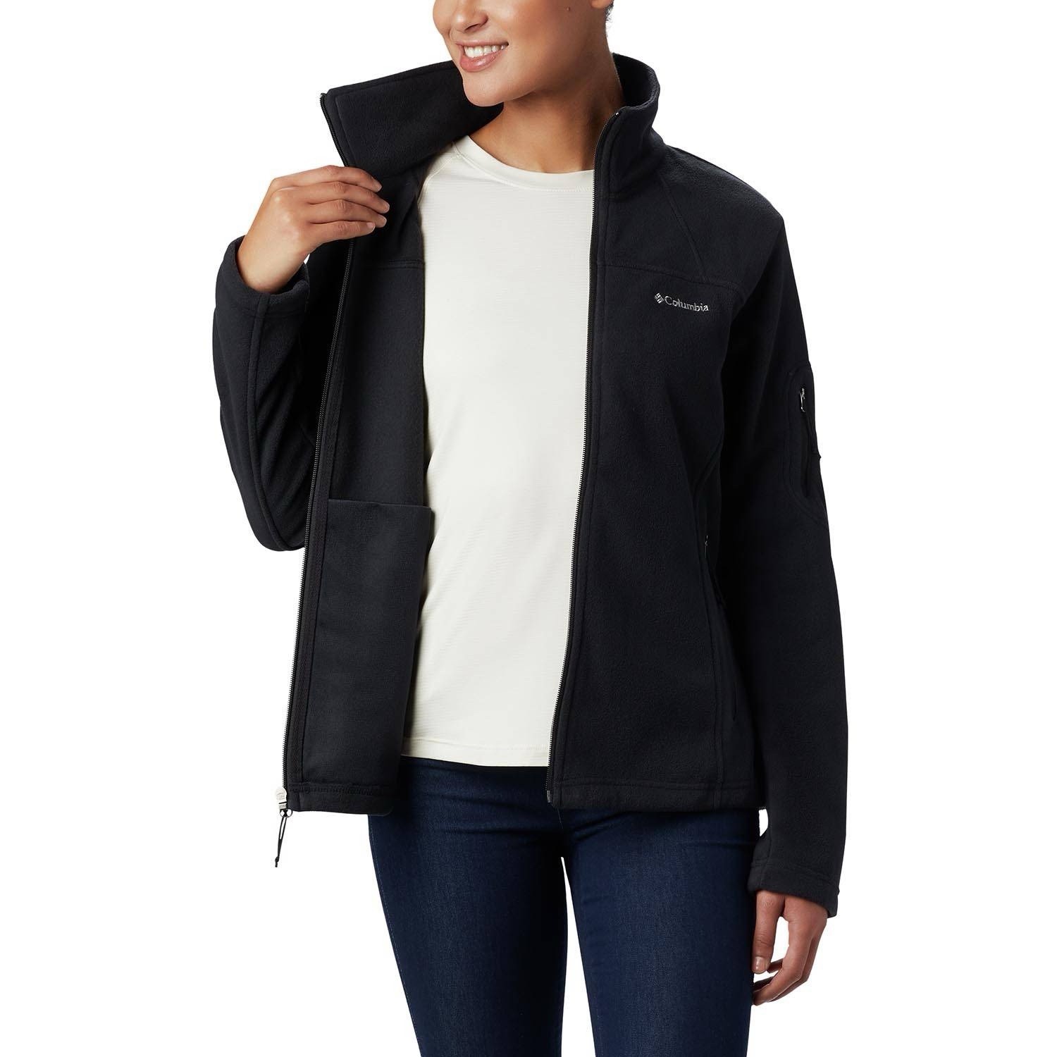 Columbia Women’s 2X Fast Trek II Fleece Jacket Full Zip Black Outdoor High Neck