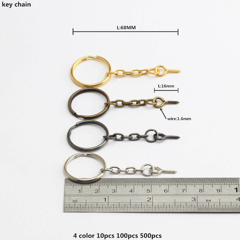 Lot Split Key Ring With Chain Screw Keychain Parts Open Jump 4 Color 10-5000PCS