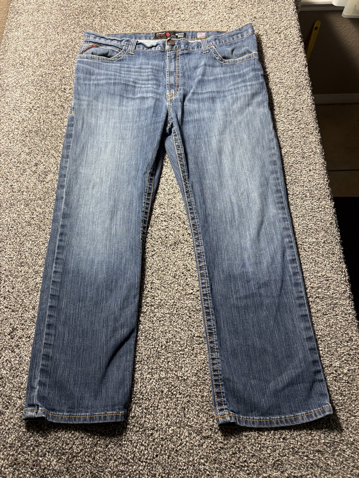 Ariat M4 FR Jean Mens 40×30 Blue Low Rise Boot Cut CAT2 FR Flame Resistant