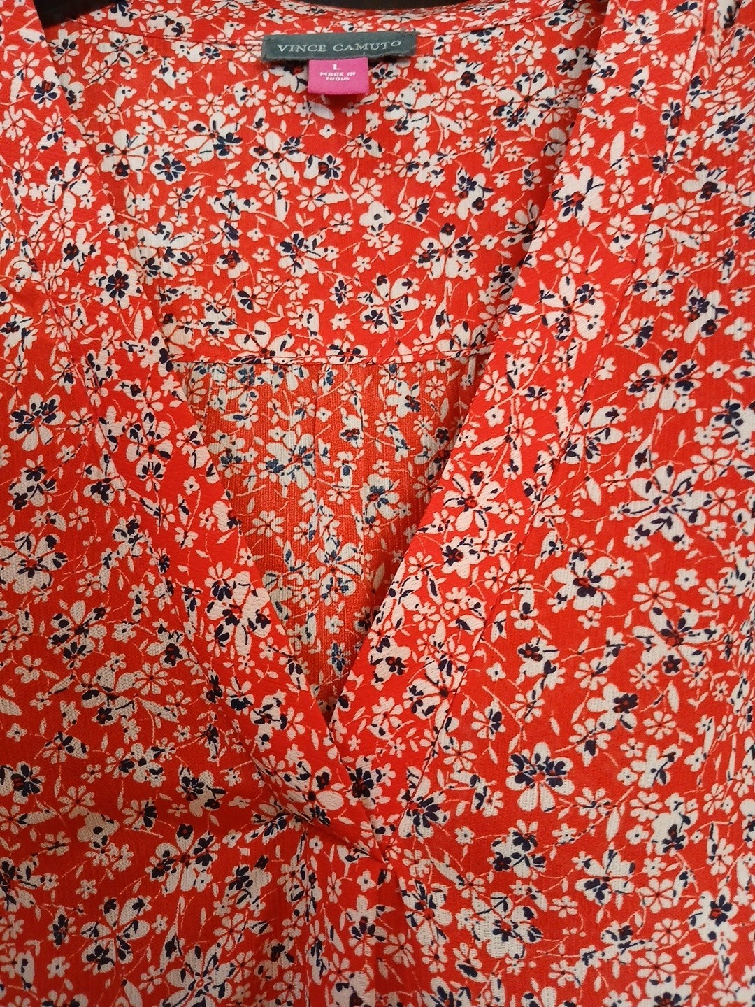 Vince Camuto large Womans Long Sleeved Red Flower Top
