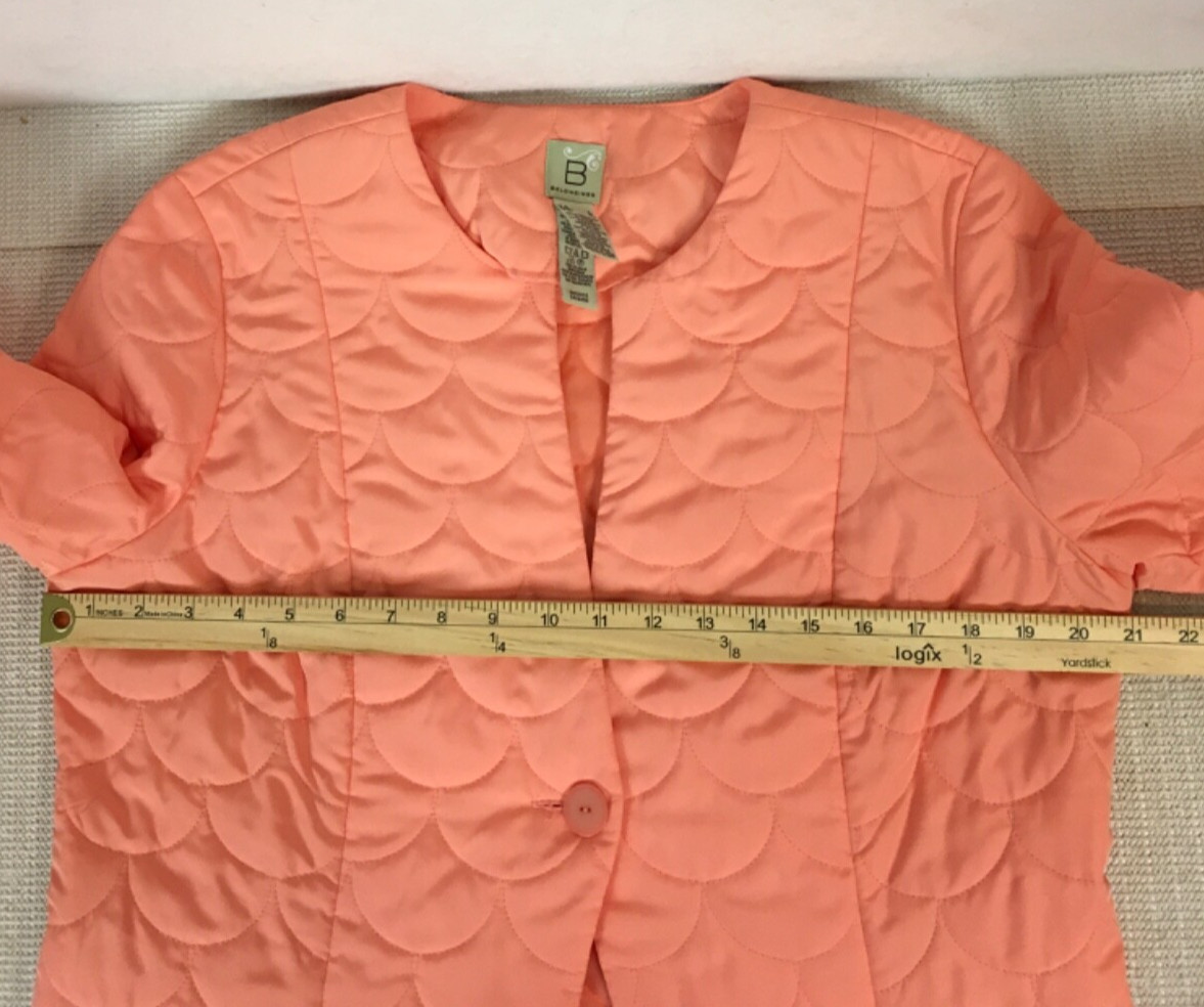 B Belongings Jacket Size L Light Orange Quilted Long Sleeves Single Button Close