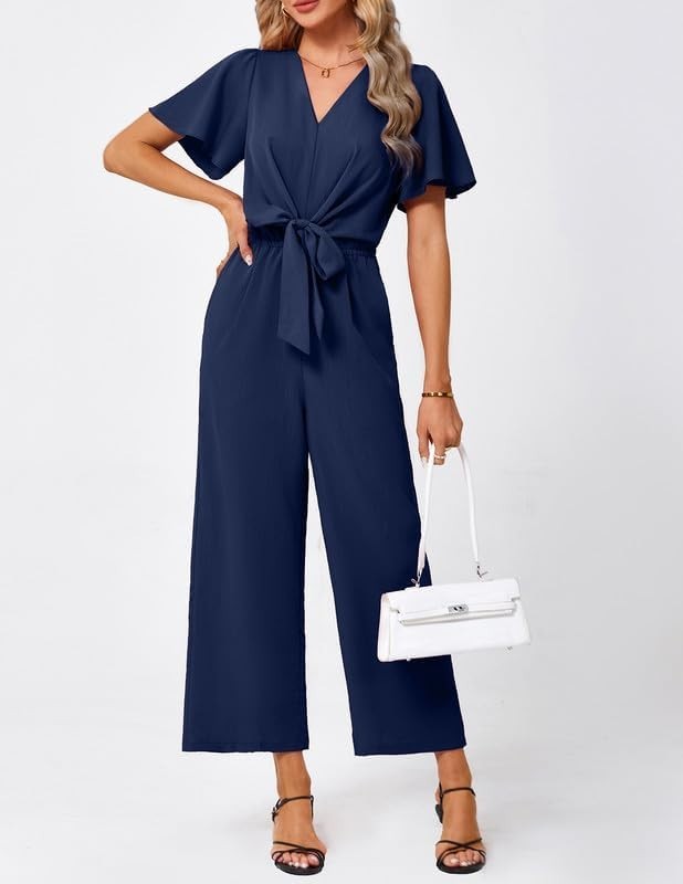 Womens Jumpsuits Wide Leg Jumpsuits Casual Dressy One Piece Outfits V Neck