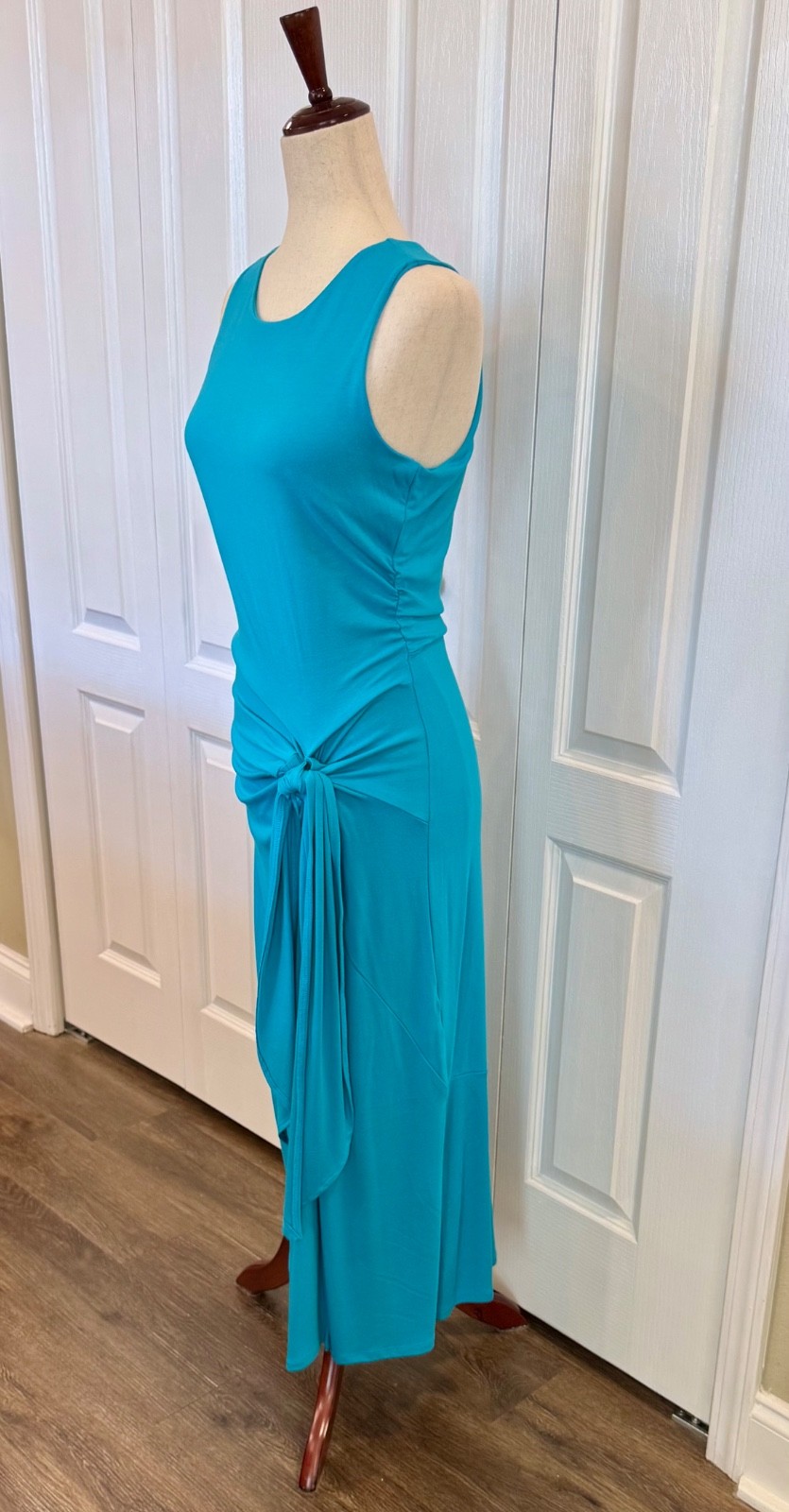 Woman’s, Size Med, Maxi Dress by Sophia Vergara, Aqua Stretch, Bodycon, Sash