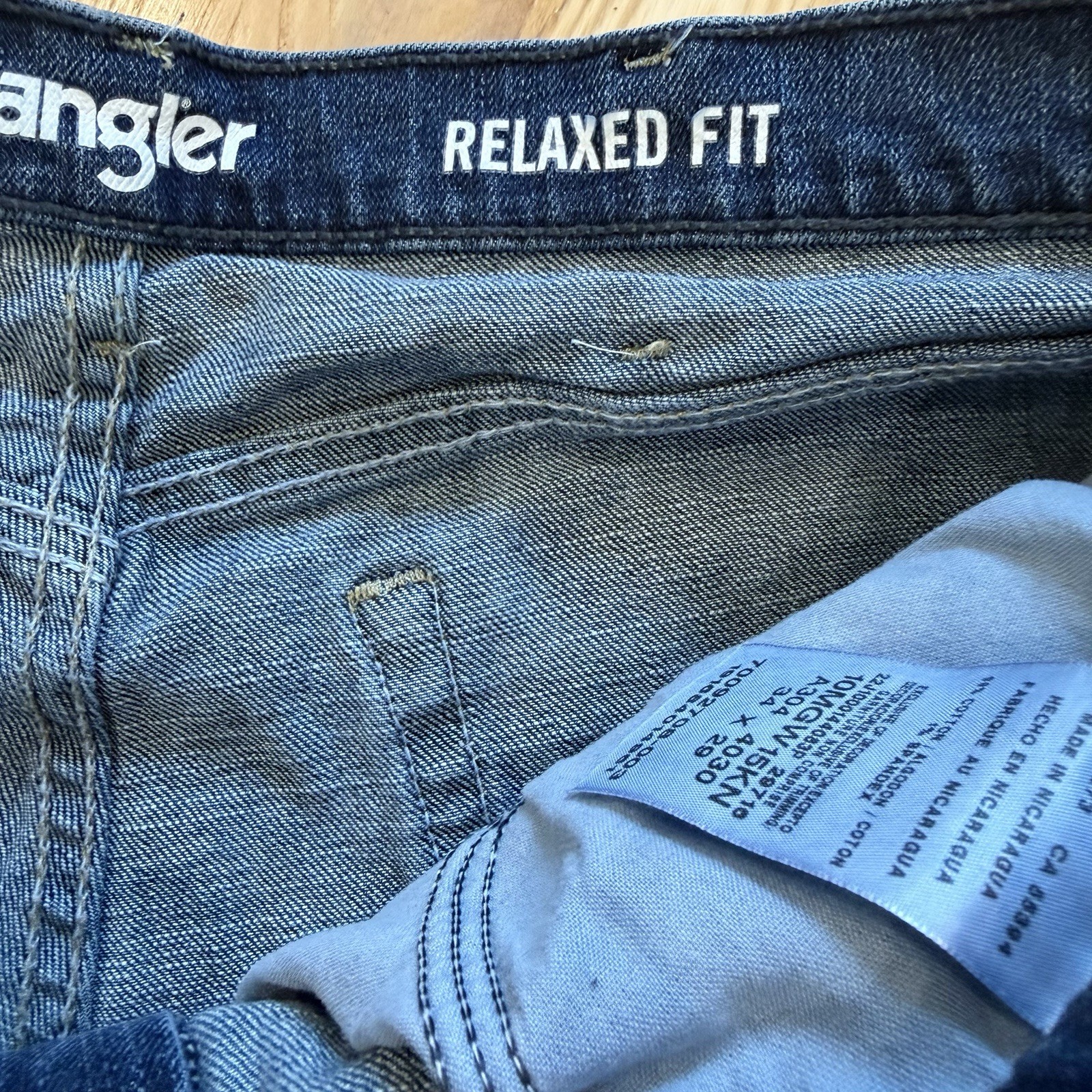 Wrangler Men’s Free-to-Stretch Relaxed Fit Jeans Dark Wash Blue Denim 34×29