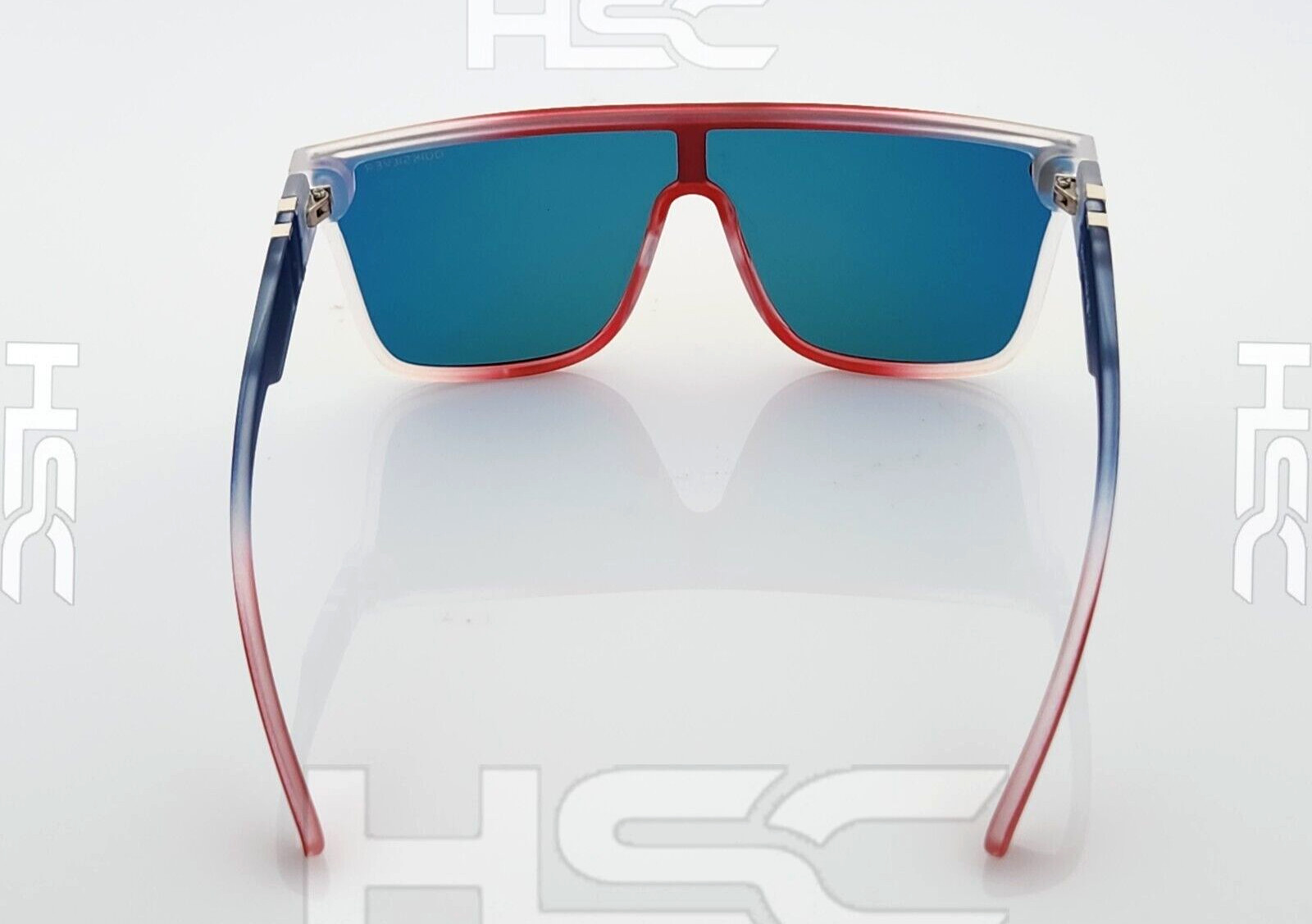 Quiksilver SciFi Shield Sunglasses USA Red White Blue Frame Orange Mirror Lens