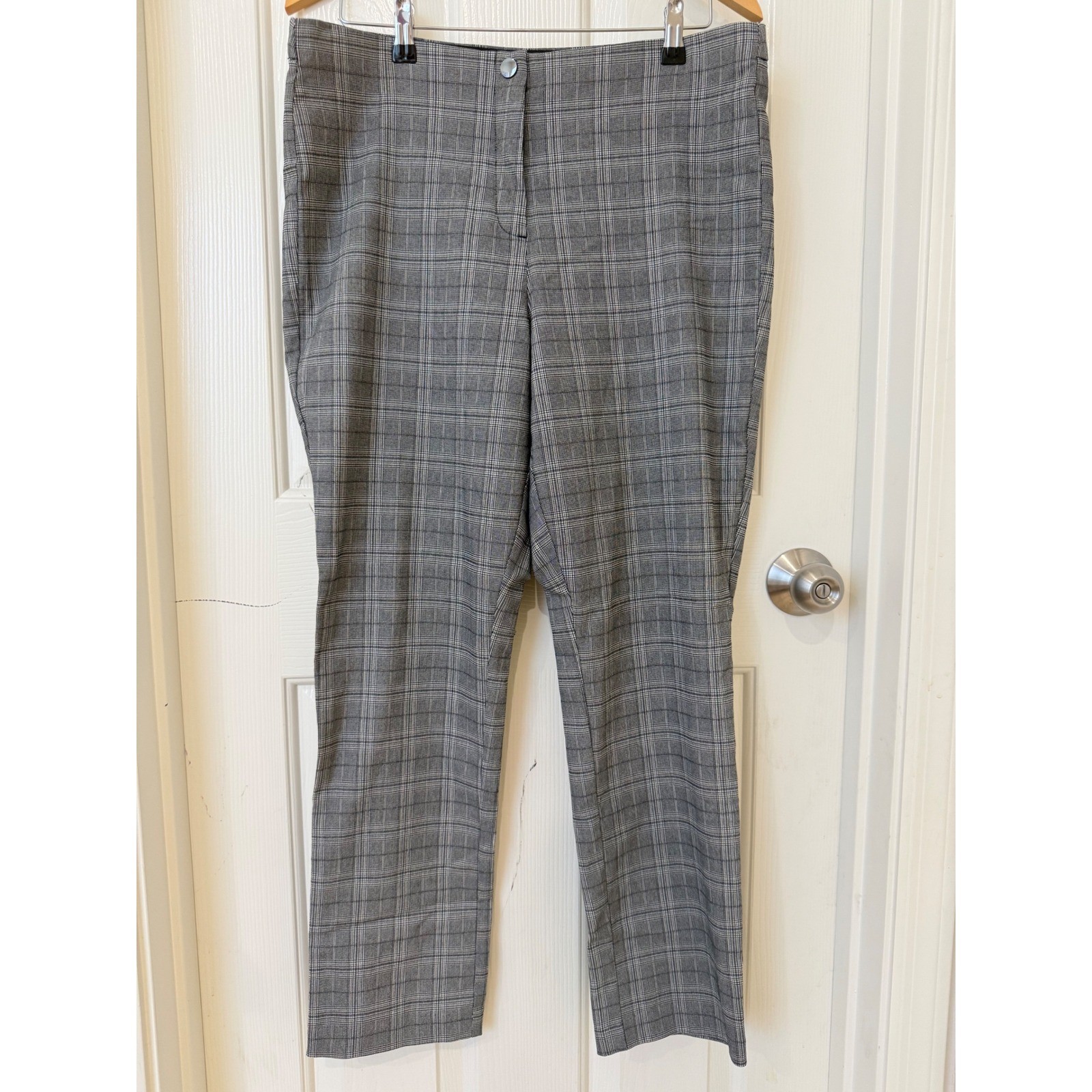 Violets & Roses Womens Grey Glen Plaid Straight Leg Trousers Size 16/33 Workwear