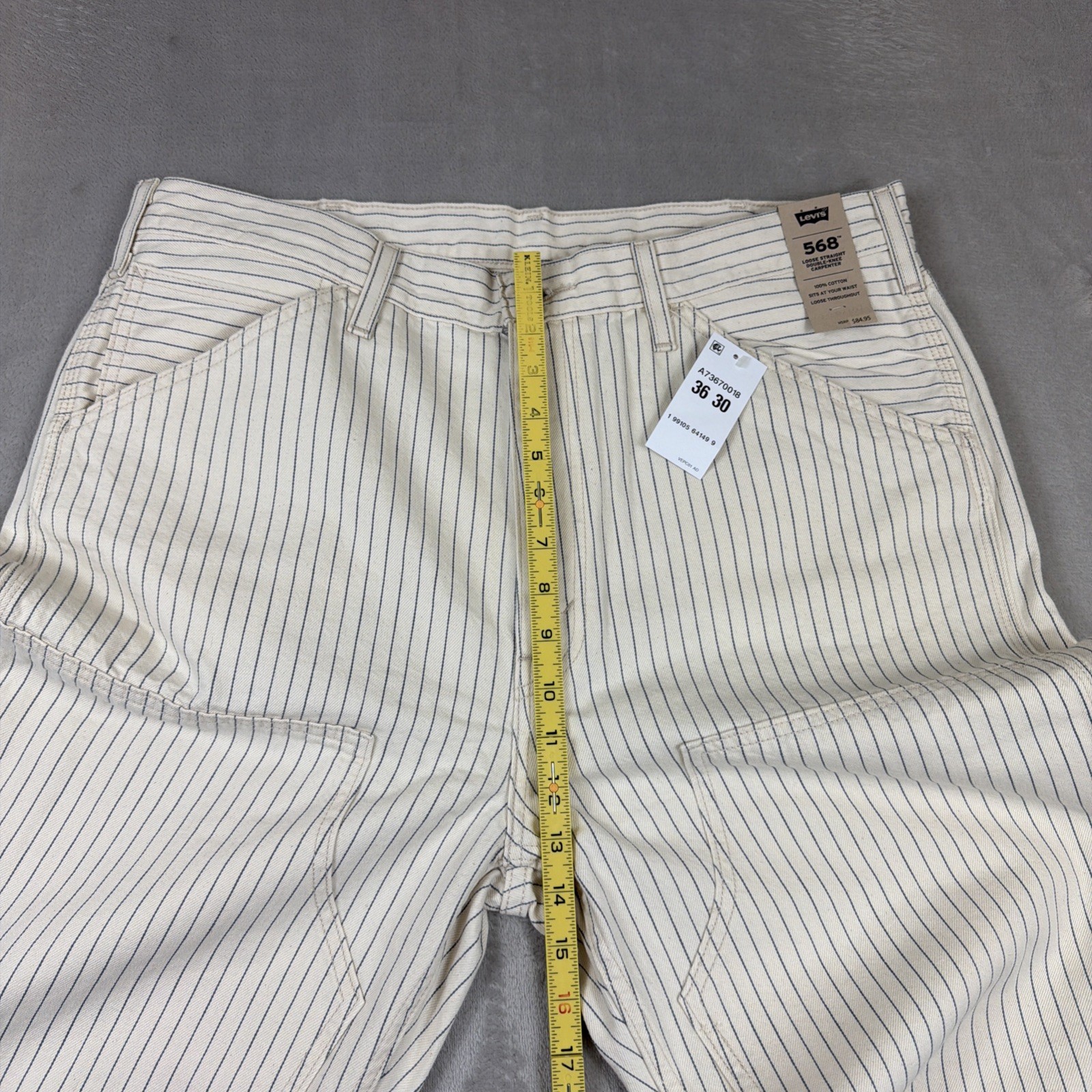 Levi’s 568 Carpenter Jeans Men’s Size 36×30 Hickory Stripe Workwear Loose Fit