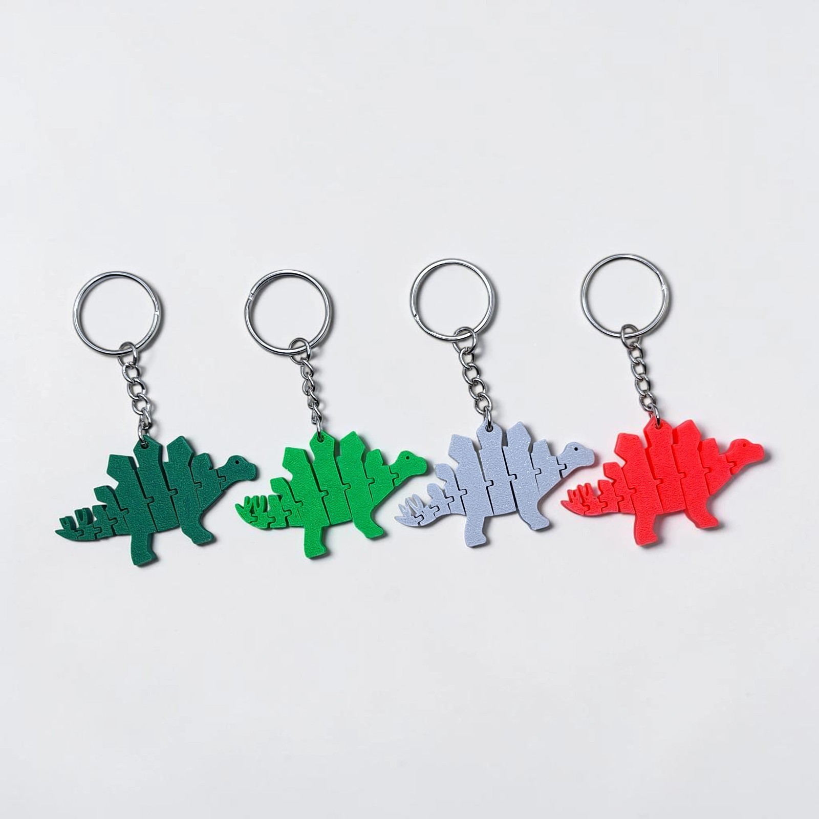 Dinosaur Keychains (1-500) Handmade Articulated Stegosaurus Charm Dino Favor Lot