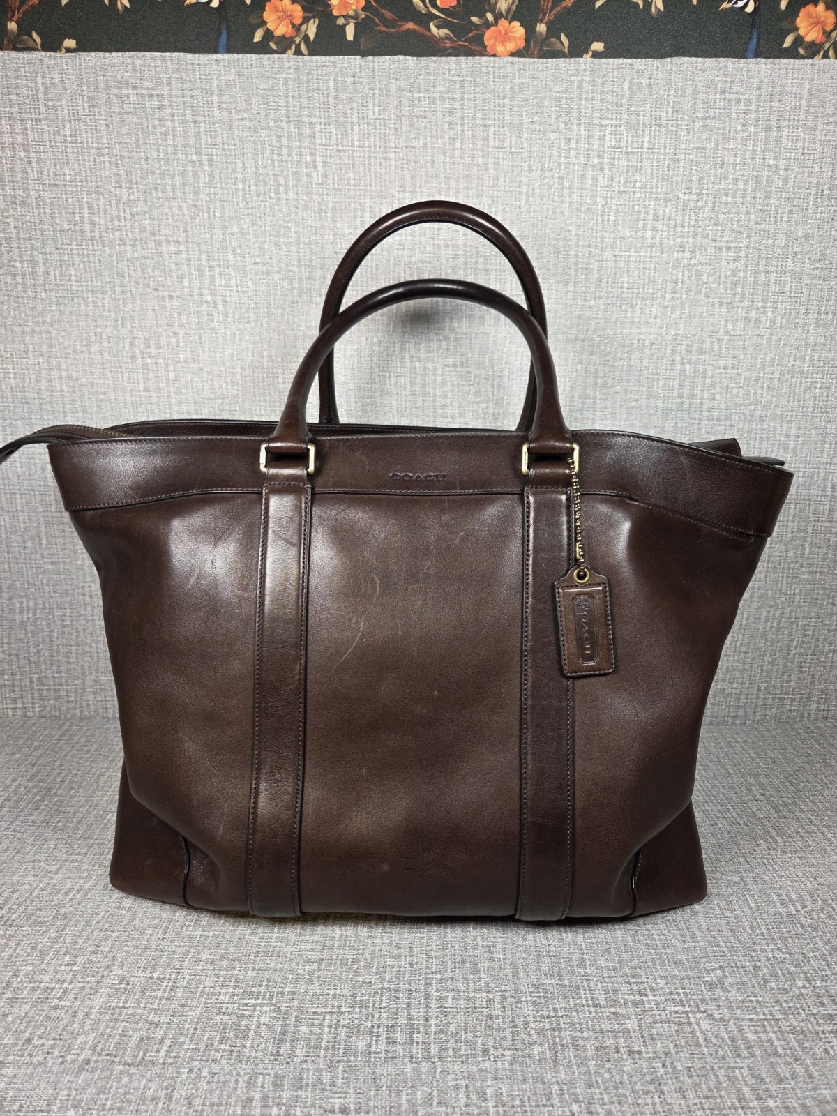 COACH Bleecker Weekend XL Leather Tote Bag Dark Brown RARE COLOR Style# 70487