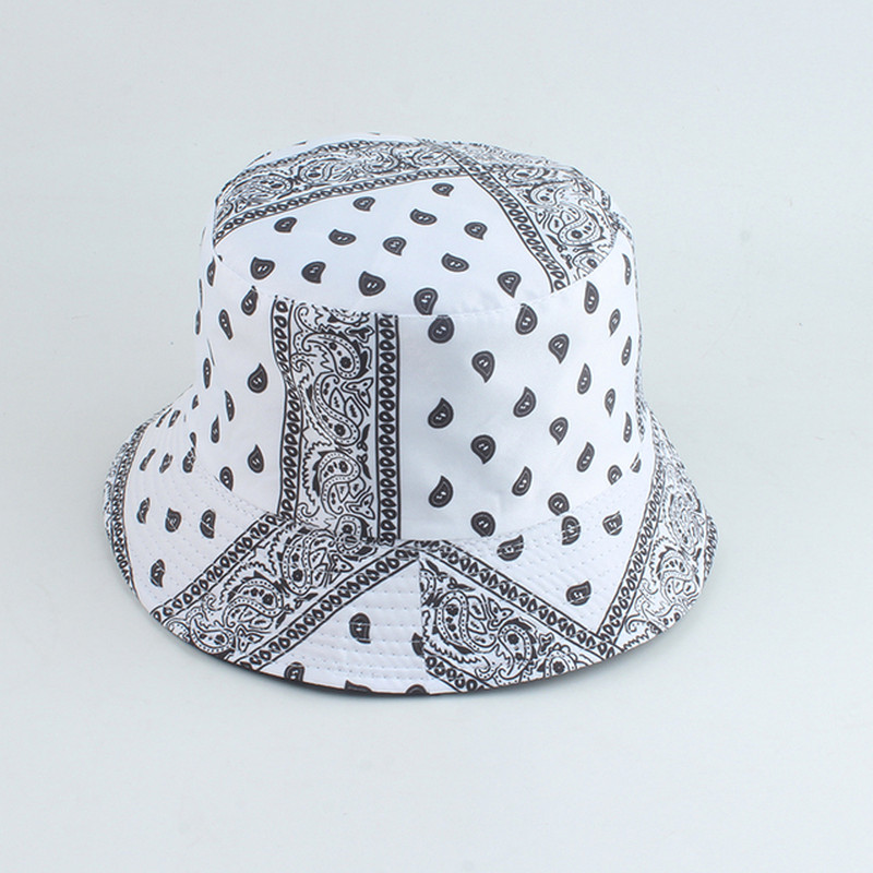 Reversible Bucket Hat Skull Print Fisherman Hat Wide Brim Unisex Cap