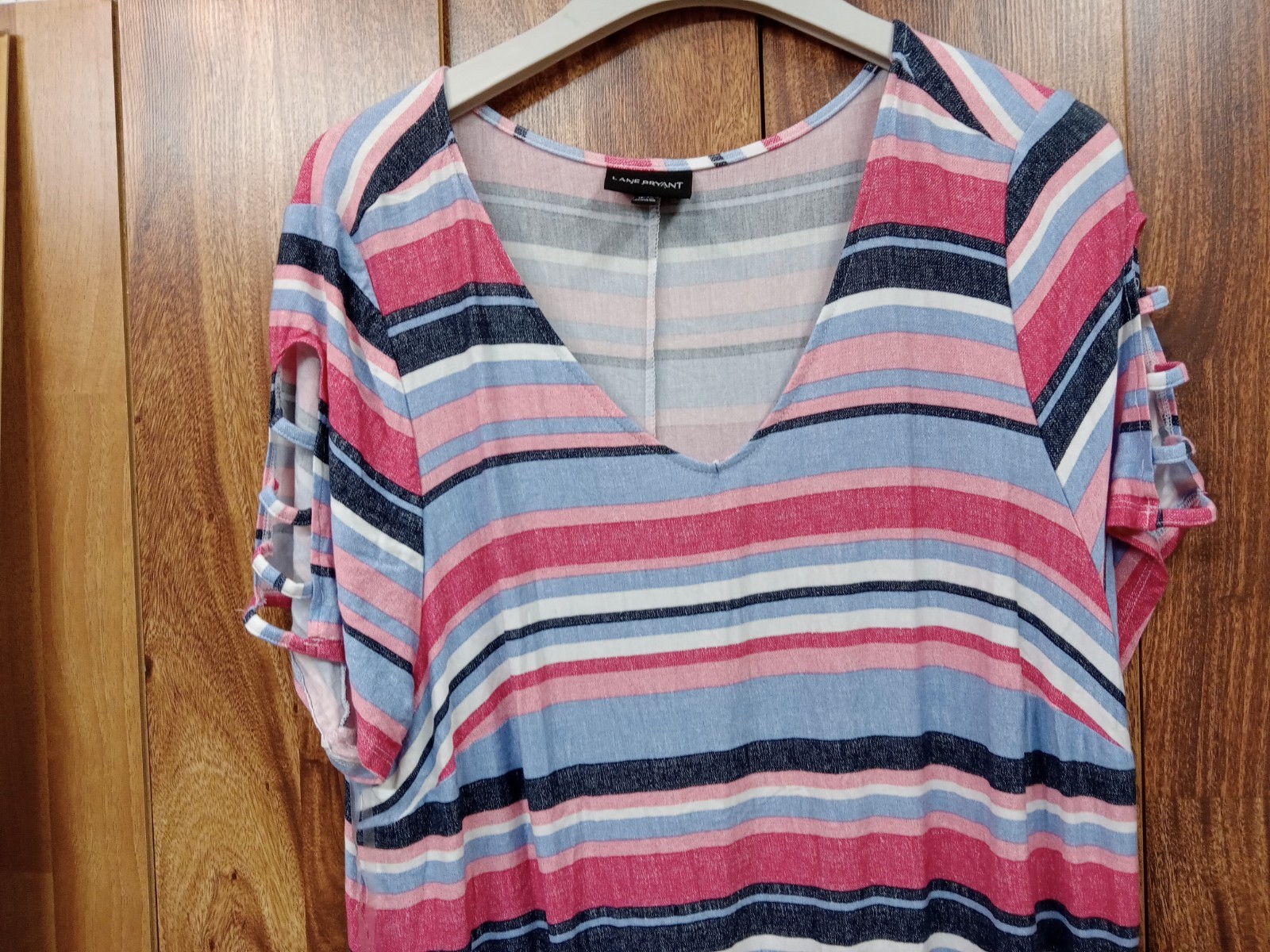 Lane Bryant Dress Multicolor Striped V-Neck Open Sleeves Dress Summer Size 18 20