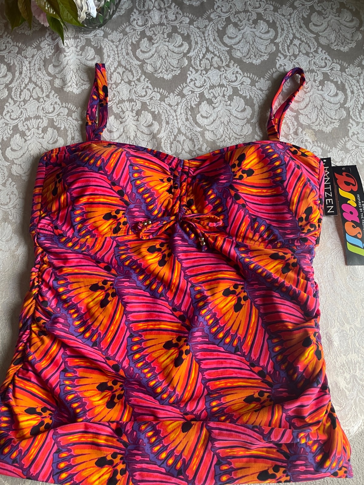 Jantzen 38DD Tankini Top multicolor Butterfly print NWT