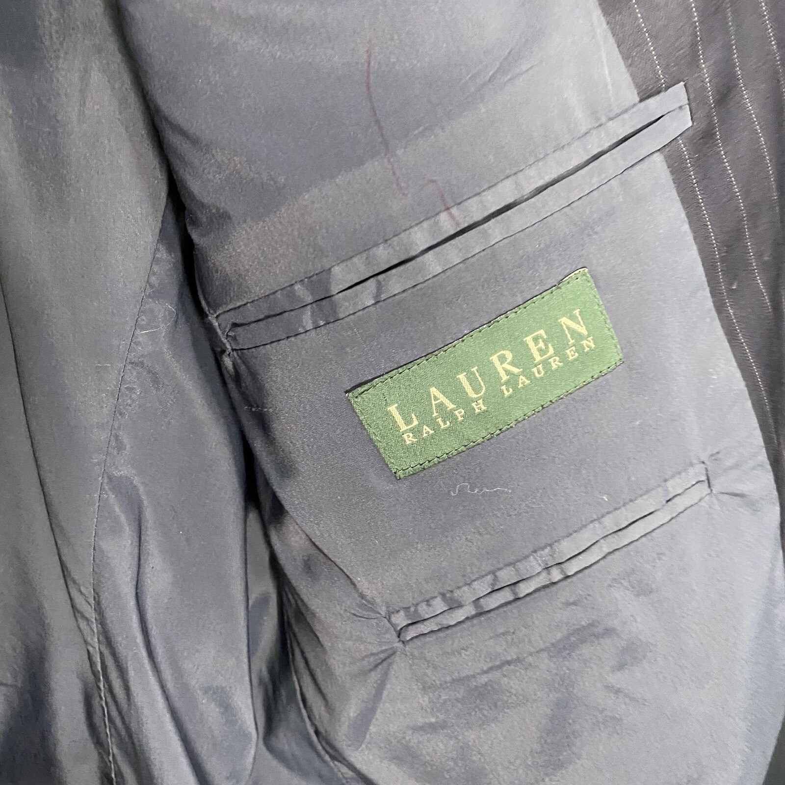 Lauren Ralph Lauren Wool Blue Stripped Blazer Mens Size 46R Formal Basic Jacket
