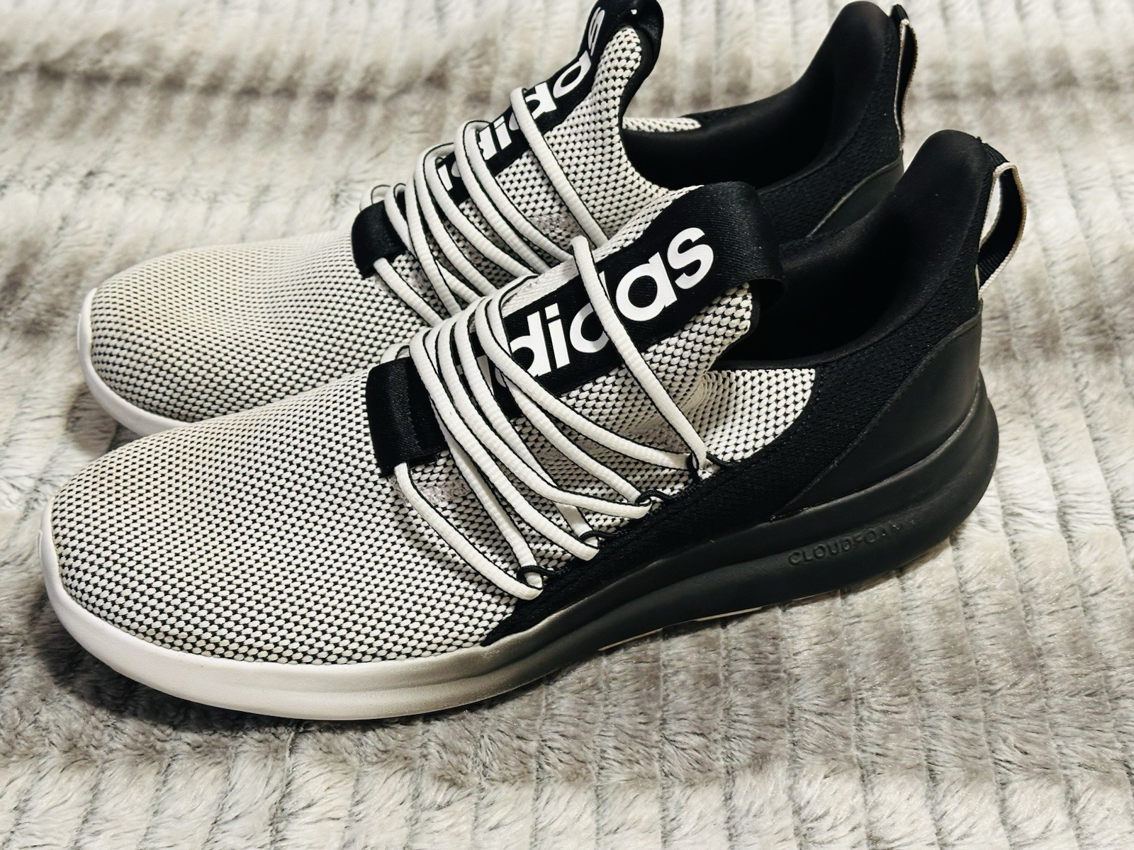 Adidas Men’s Lite Racer Adapt 7.0 Shoes Size 12 Black and White Slip On Athletic