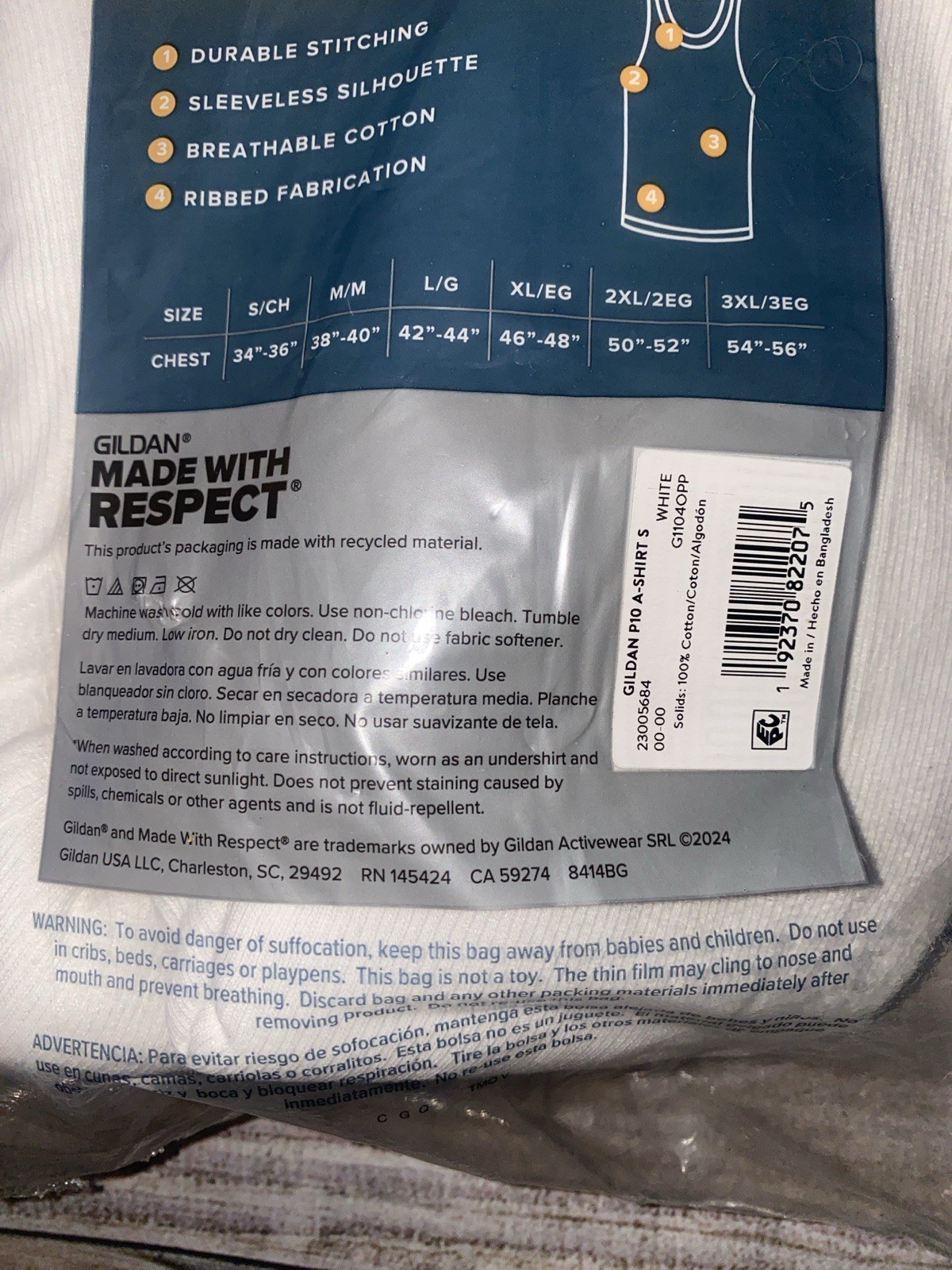Gildan A-Shirts 10 Pk Men’s Size SMALL 34-36 White Undershirt Tank Top New