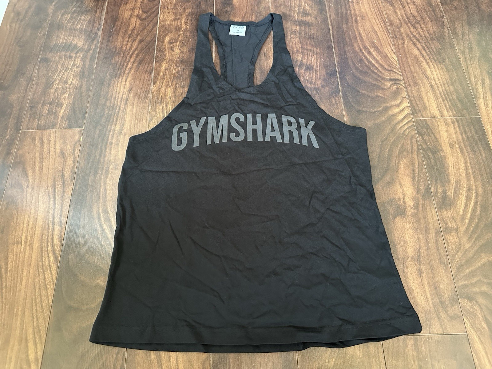 Gymshark Black & Gray Athletic Power Stringer Tank Top Men’s Size M