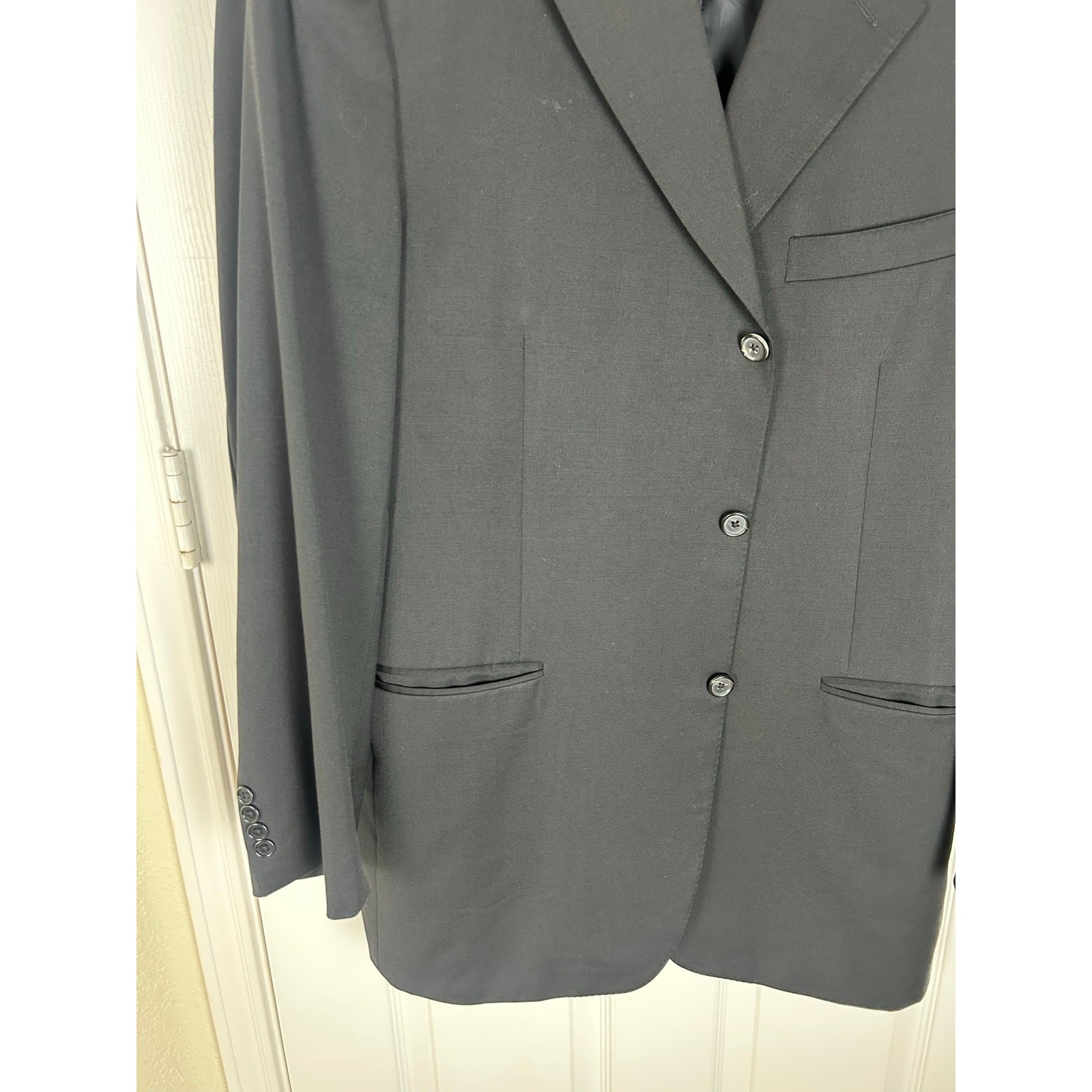 Canali 2-Piece Suit — Solid Black, 100% Wool, 56 7L IT / ~46L US
