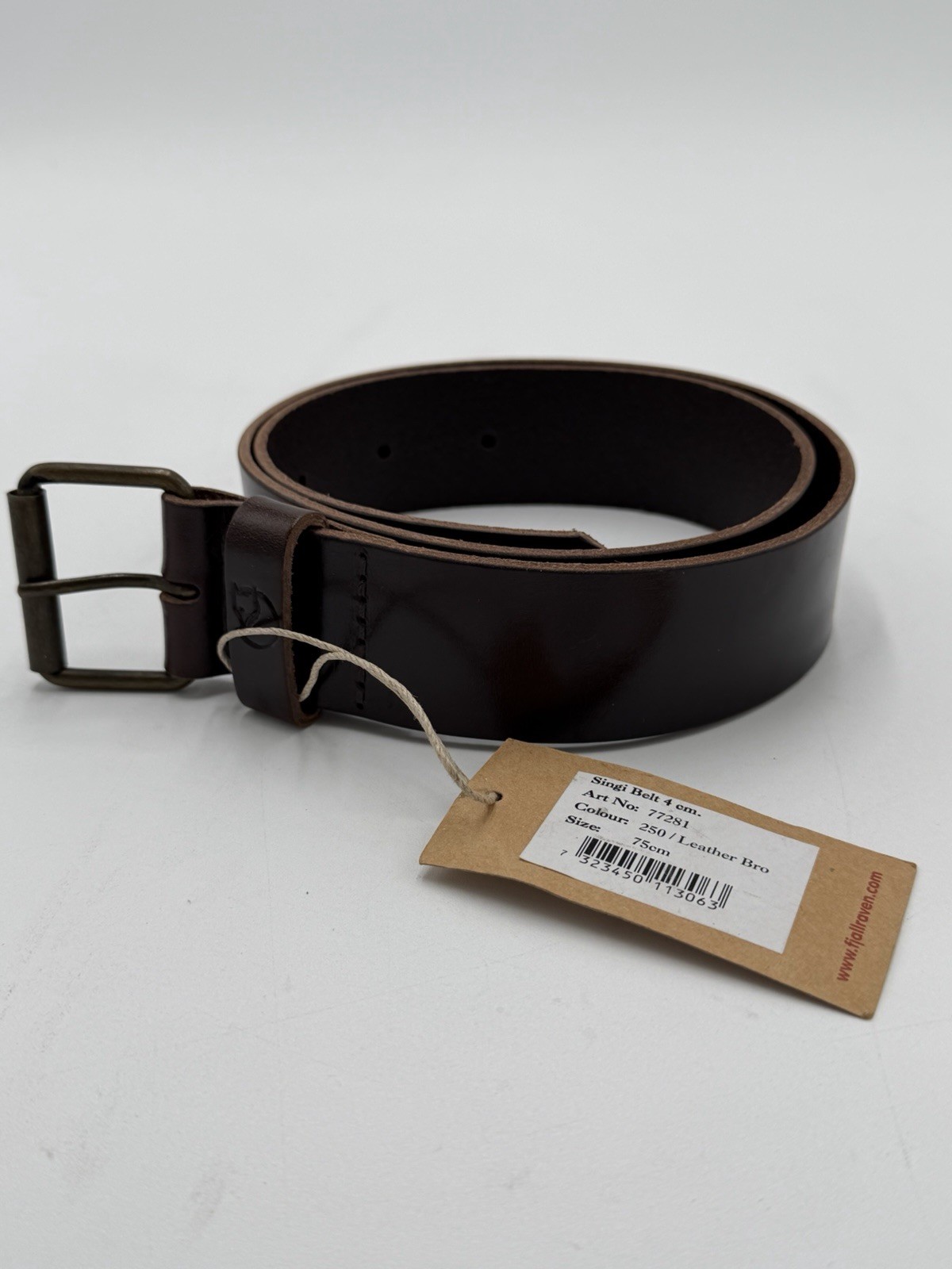 Fjallraven Singi Belt 4cm Brown Leather Size 30 (70cm) Small Unisex New