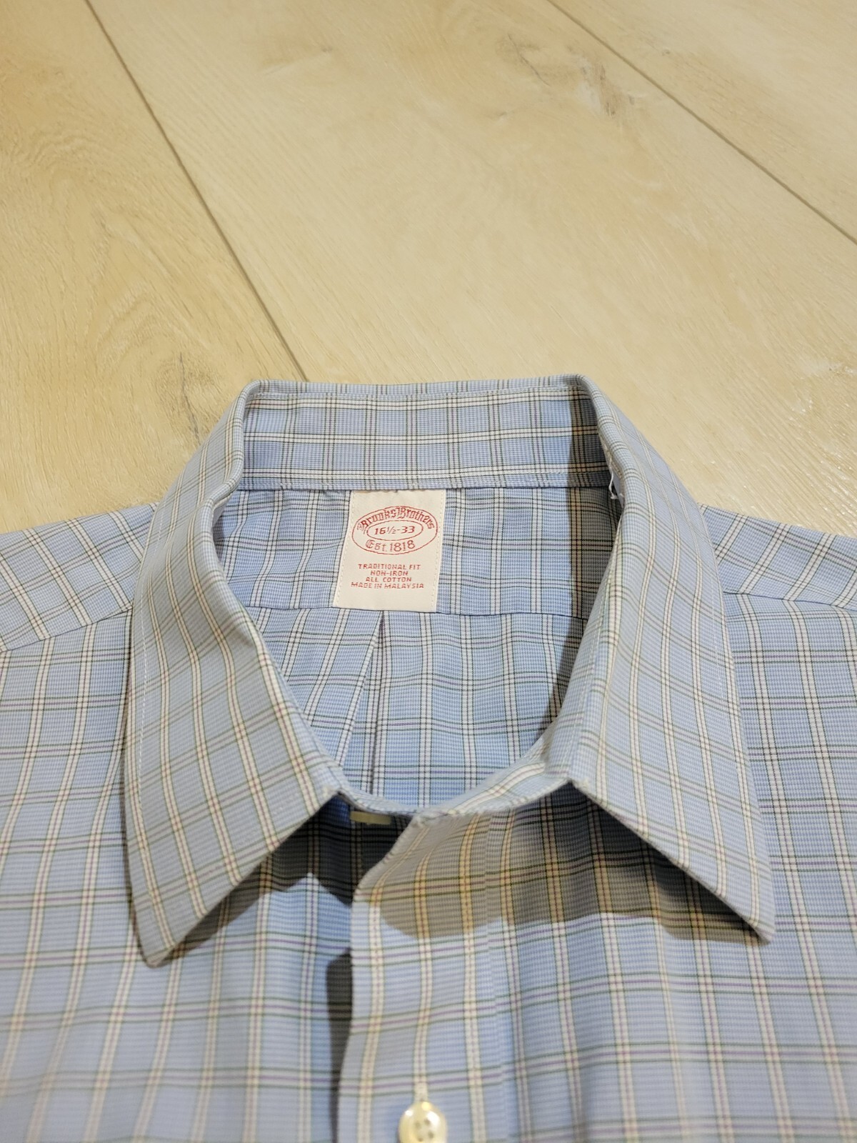 Brooks Brothers 1818 traditional fit Dress Shirt Plaid non iron mens 16.5 – 33