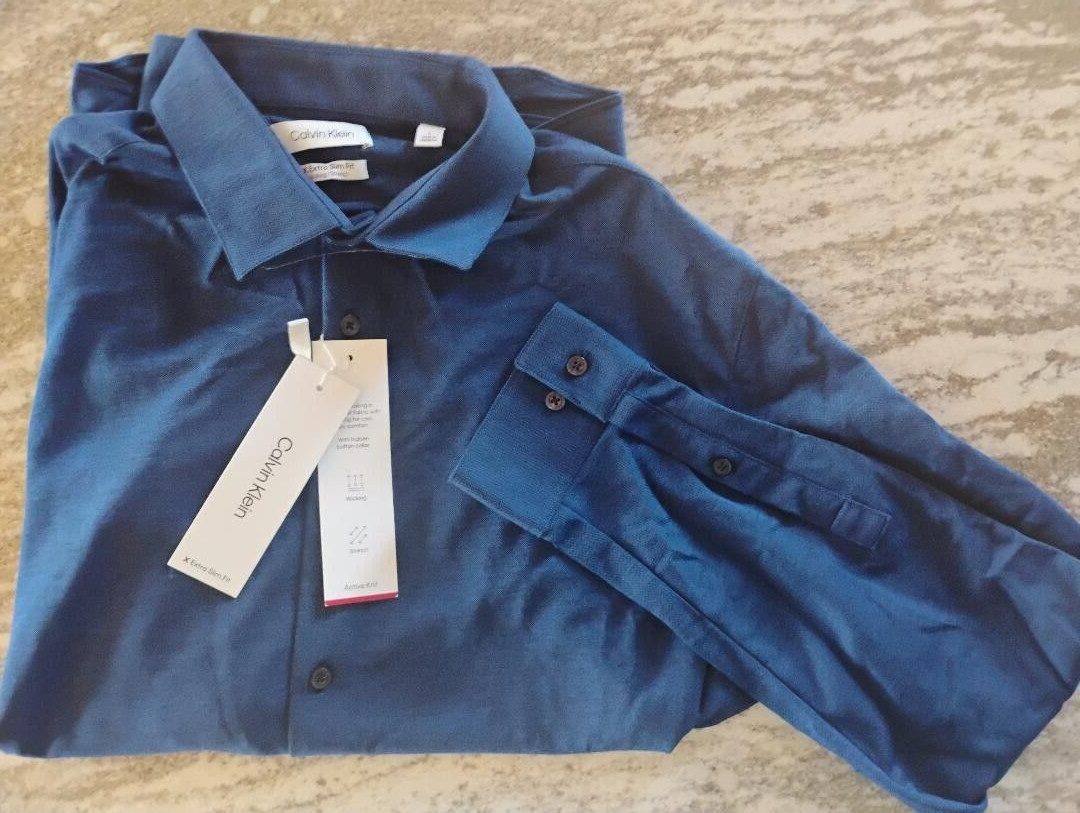 Calvin Klein Poly Blend Long Sleeve Shirt Large MINT FREE SHIP!