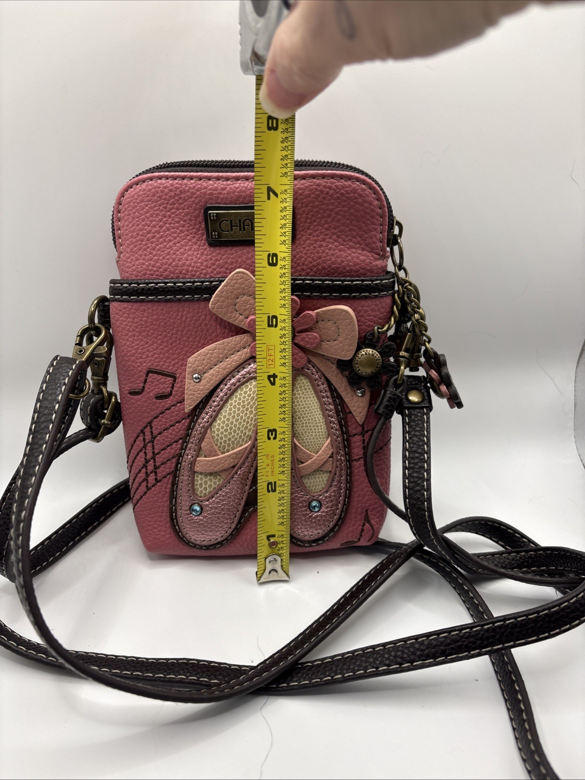 Chala Ballet Slippers Musical Notes Pink Color Brown Strap Small Purse