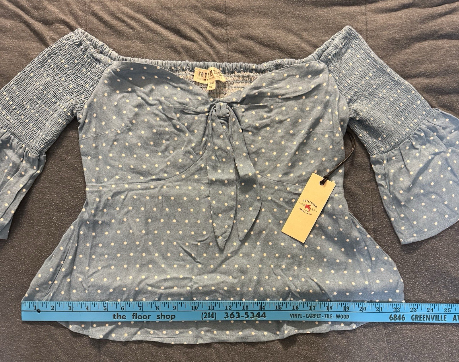 IDYLLWIND WOMEN’S Medium DREAMER OFF THE SHOULDER POLKA DOT TOP NWT